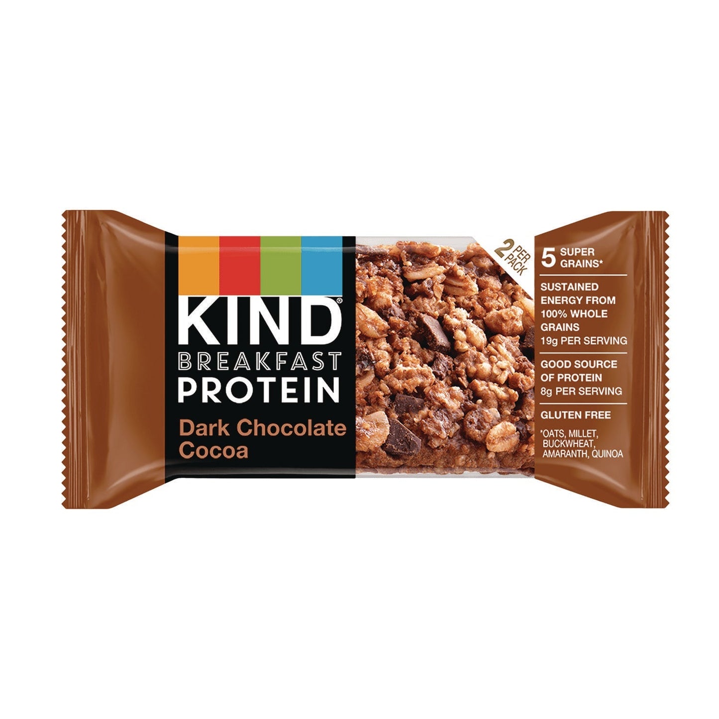 KIND Breakfast Protein Bars, Dark Chocolate Cocoa, 1.76 oz Two-Bar Packs, 6/Box