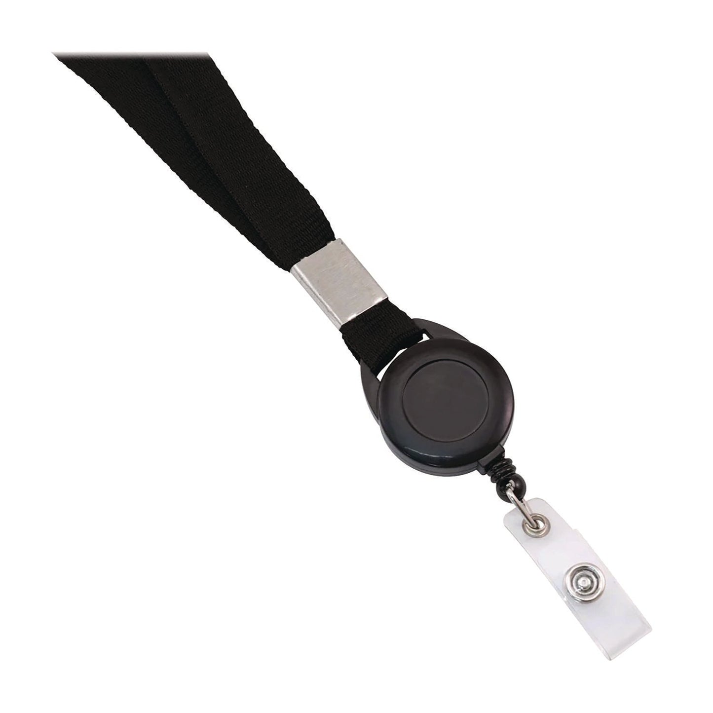 Advantus Breakaway Badge Reel with Lanyard, Extends 30", Black/White, 12/Pack