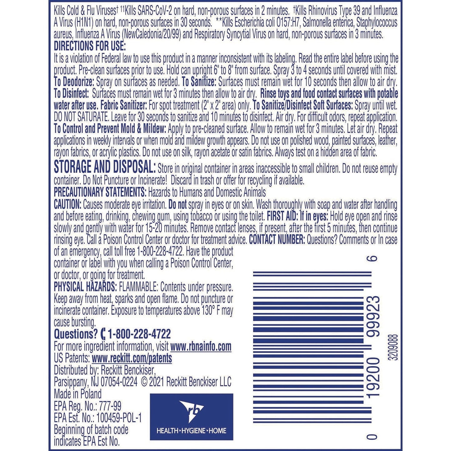 LYSOL® Brand Disinfectant Spray To Go, Crisp Linen Scent, 1.5 oz Aerosol Spray, 12/Carton