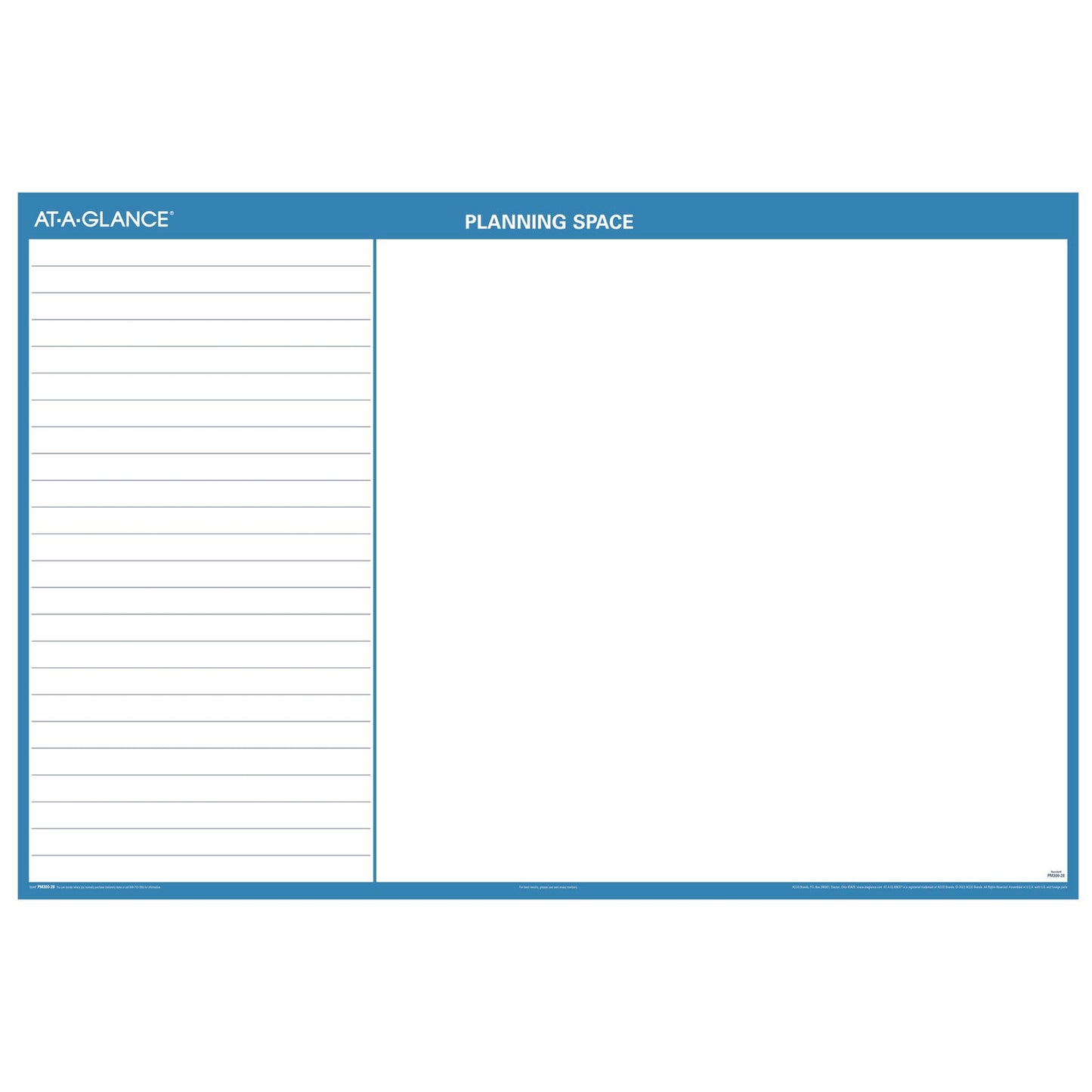 AT-A-GLANCE® Horizontal Reversible/Erasable Wall Planner, 48 x 32, White/Blue Sheets, 12-Month (Jan to Dec): 2025