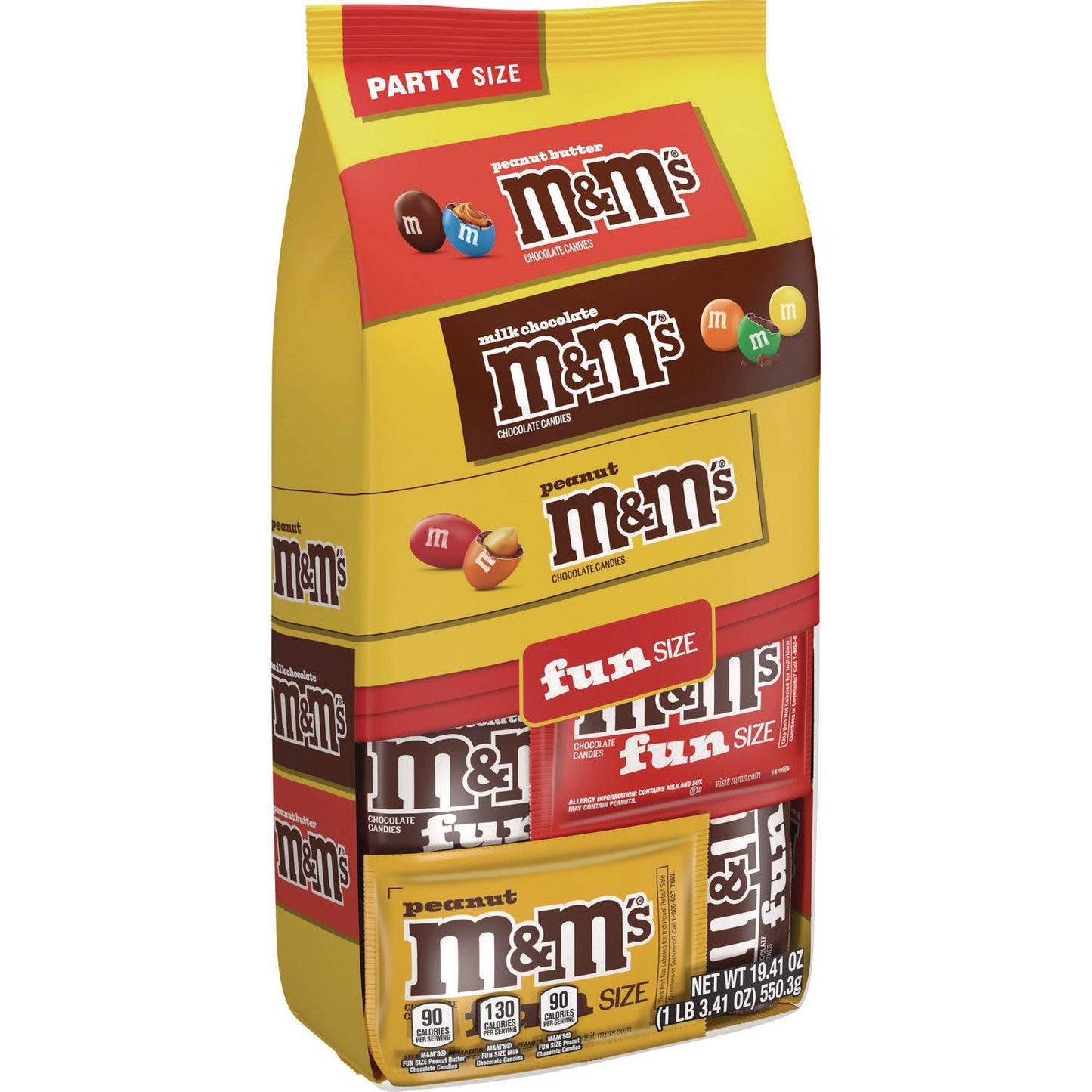 M & M's® M and M'S Milk Chocolate, Peanut and Peanut Butter Variety Pack Fun Size Chocolate Candy Assortment, 19.41 oz Bag