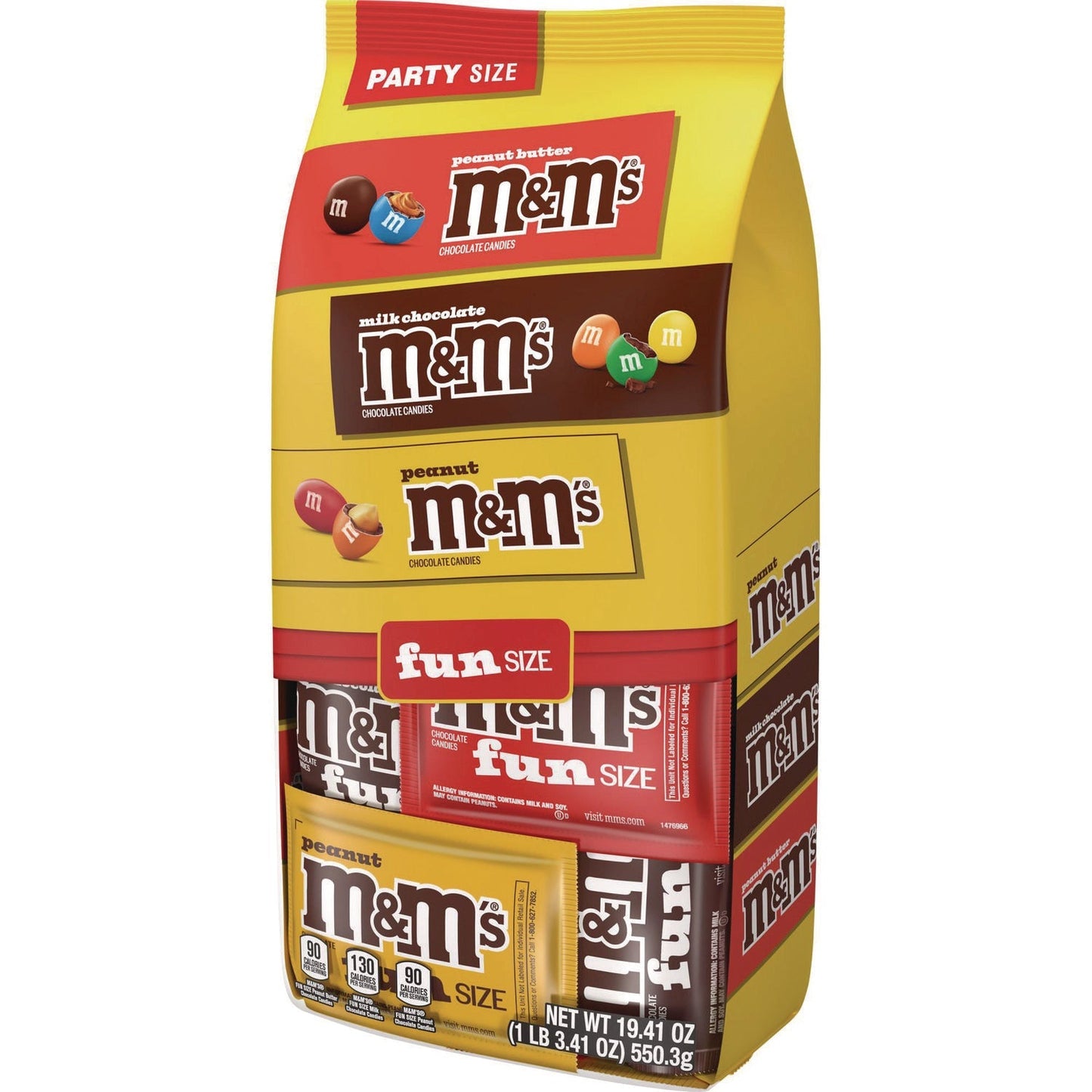 M & M's® M and M'S Milk Chocolate, Peanut and Peanut Butter Variety Pack Fun Size Chocolate Candy Assortment, 19.41 oz Bag
