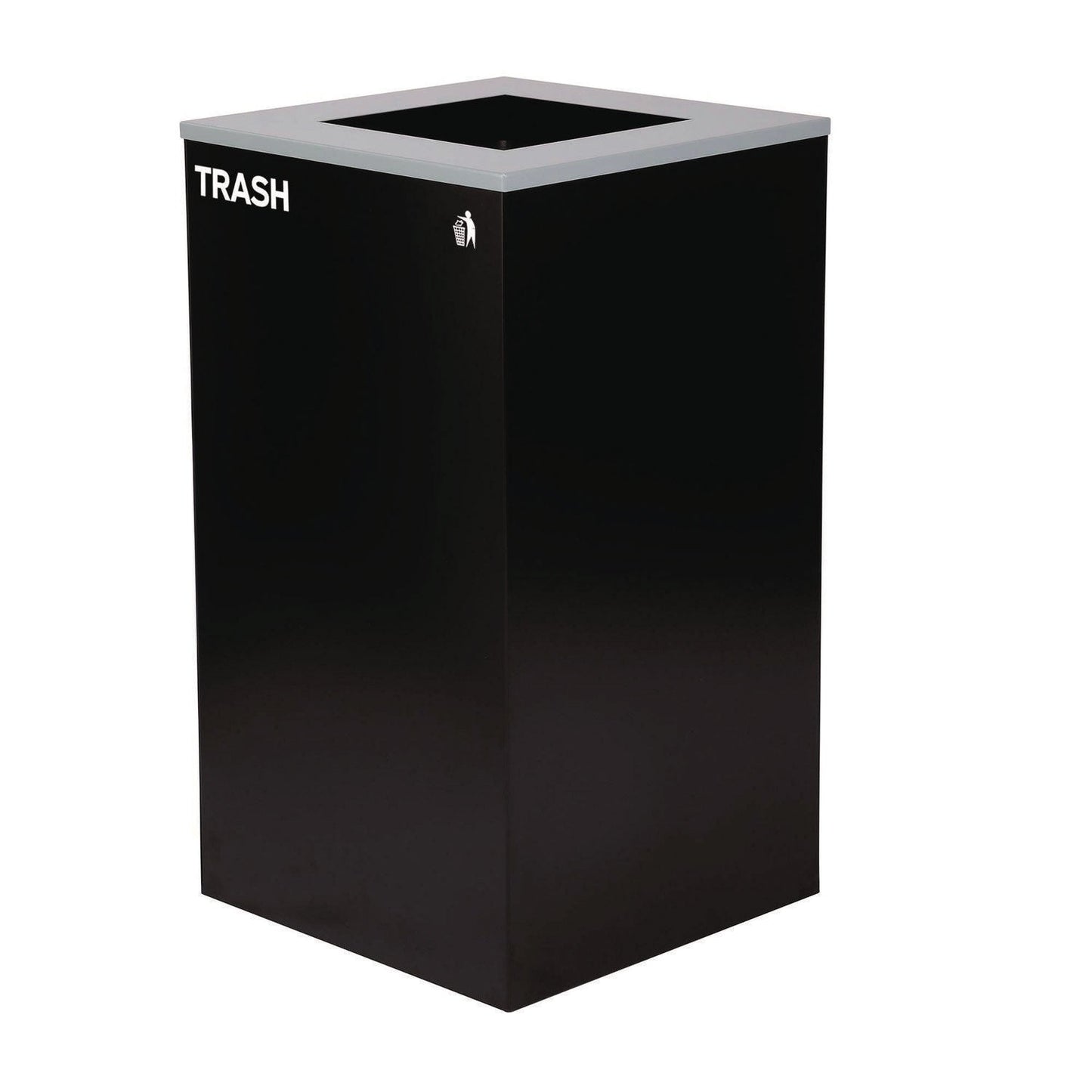 Alpine Industries 29 Gallon Trash/Recycling Cans, Steel, Blue Recycling Can with Square Lid, Black Trash Can with Square Lid