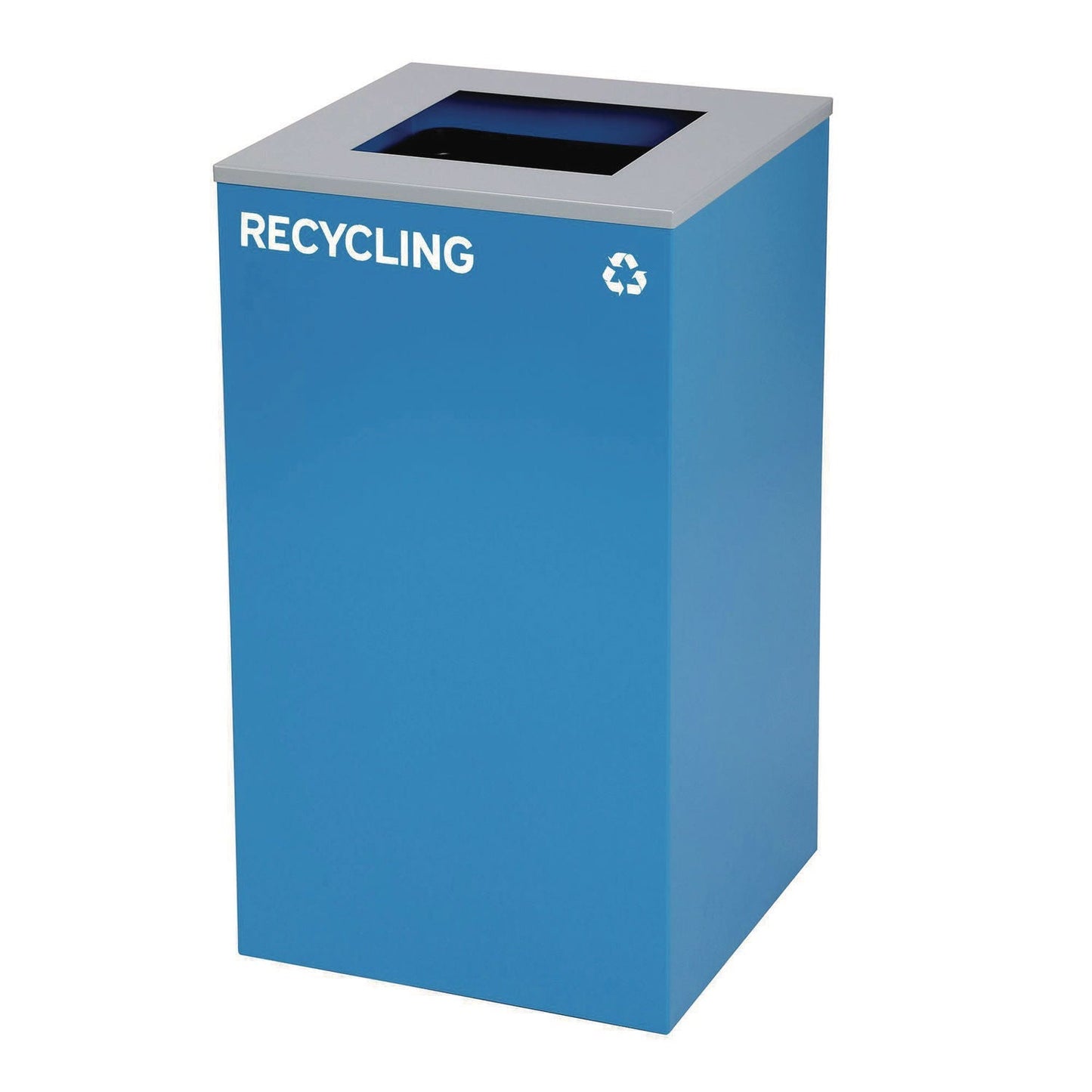 Alpine Industries 29 Gallon Trash/Recycling Cans, Steel, Blue Recycling Can with Square Lid, Black Trash Can with Square Lid