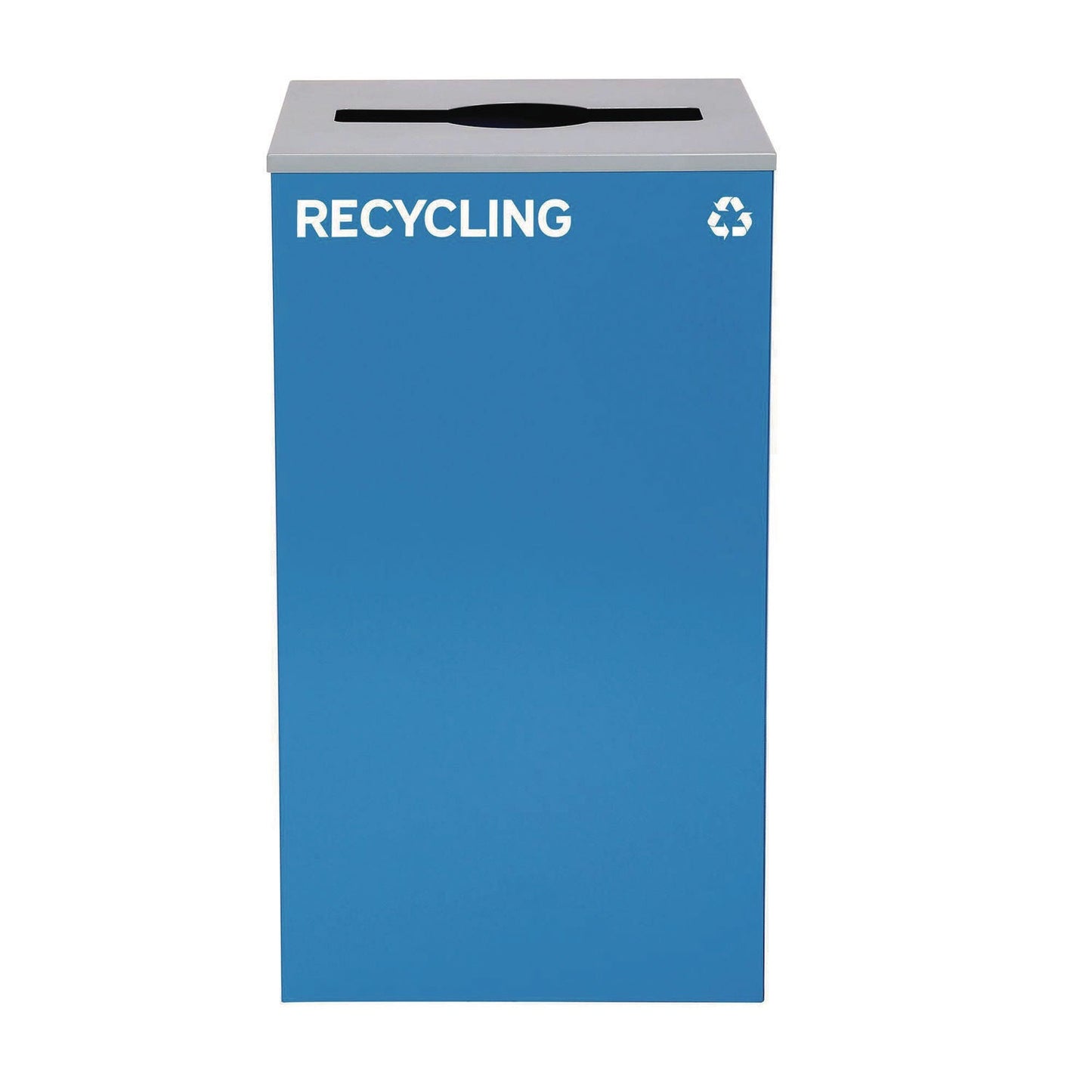 Alpine Industries 29 Gallon Trash/Recycling Cans, Steel, Blue Recycling with Mixed Lid, Black Trash Can with Square Lid
