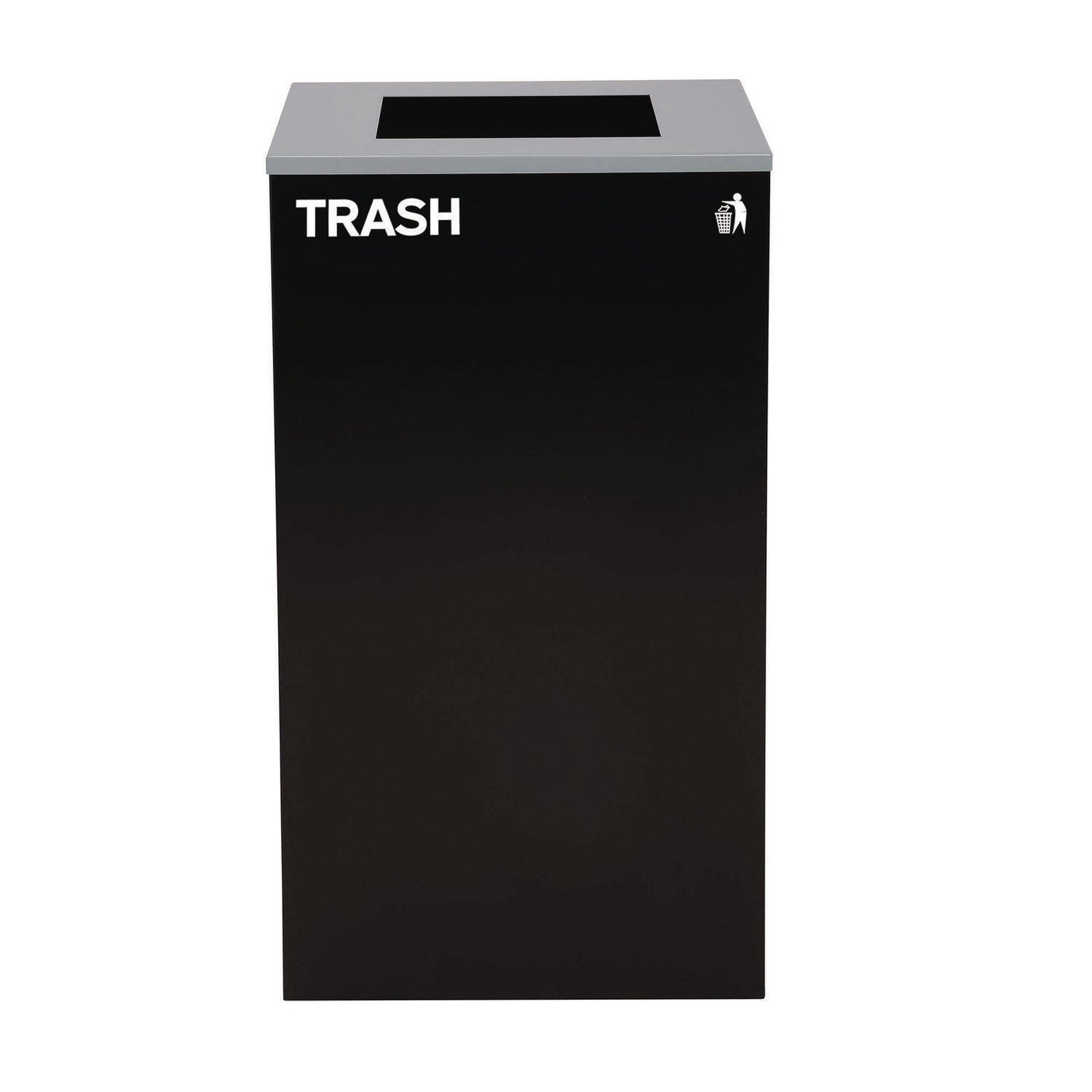 Alpine Industries 29 Gallon Trash/Recycling Cans, Steel, Blue Recycling with Mixed Lid, Black Trash Can with Square Lid