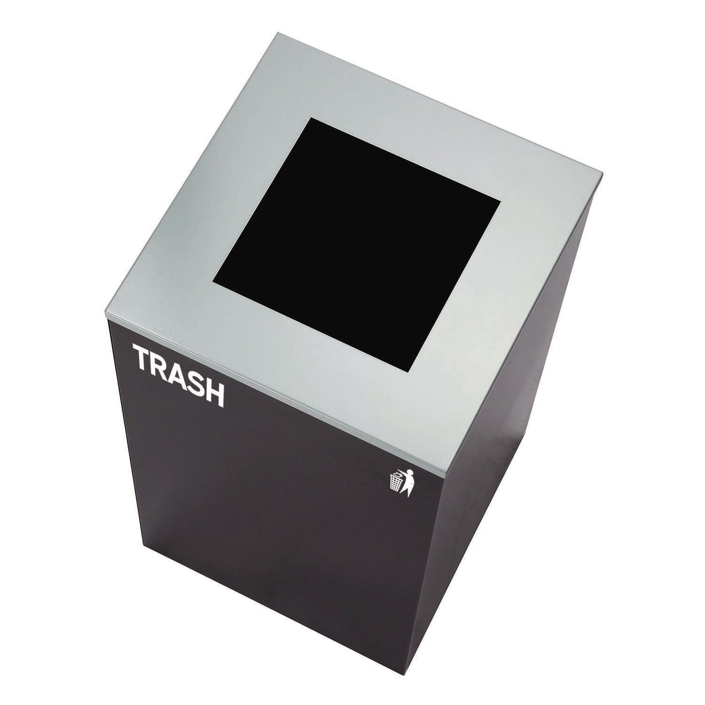 Alpine Industries 29 Gallon Trash/Recycling Cans, Steel, Blue Recycling with Mixed Lid, Black Trash Can with Square Lid