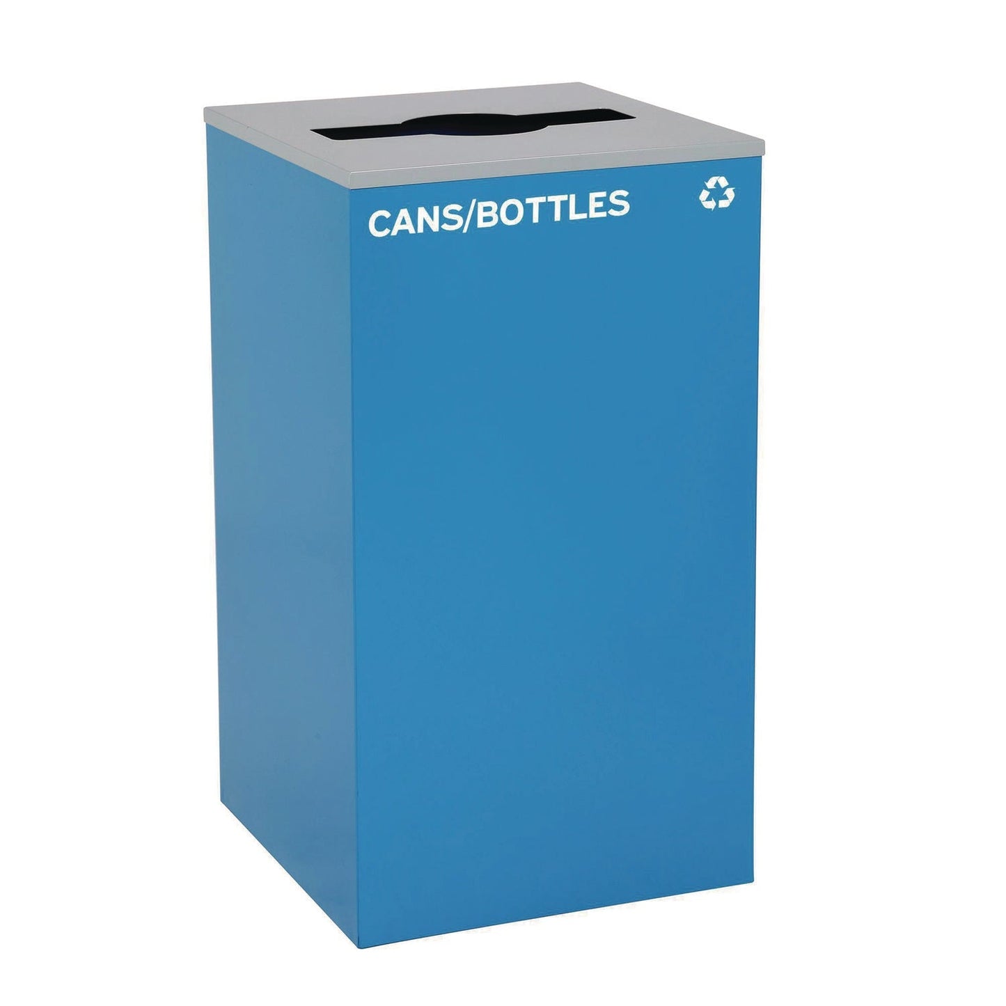 Alpine Industries 29 Gallon Trash/Recycling Cans, Steel, Blue Cans/Bottles Recycling with Mixed Lid, Black Trash Can with Square Lid