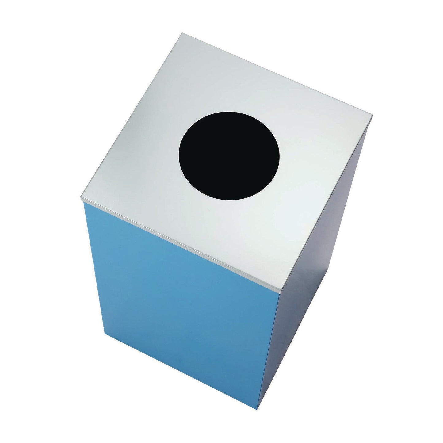 Alpine Industries 29 Gallon Trash/Recycling Cans, Steel, Blue Recycling with Circle Lid, Black Trash Can with Square Lid