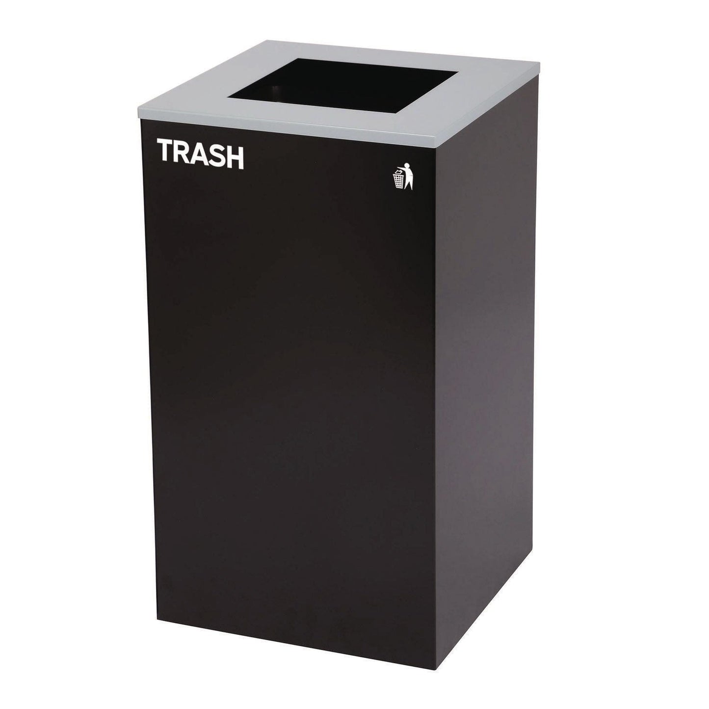 Alpine Industries 29 Gallon Trash/Recycling Cans, Steel, Green Recycling Can with Square Lid, Black Trash Can with Square Lid
