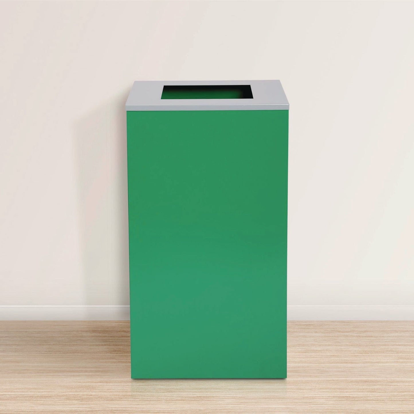Alpine Industries 29 Gallon Trash/Recycling Cans, Steel, Green Recycling Can with Square Lid, Black Trash Can with Square Lid
