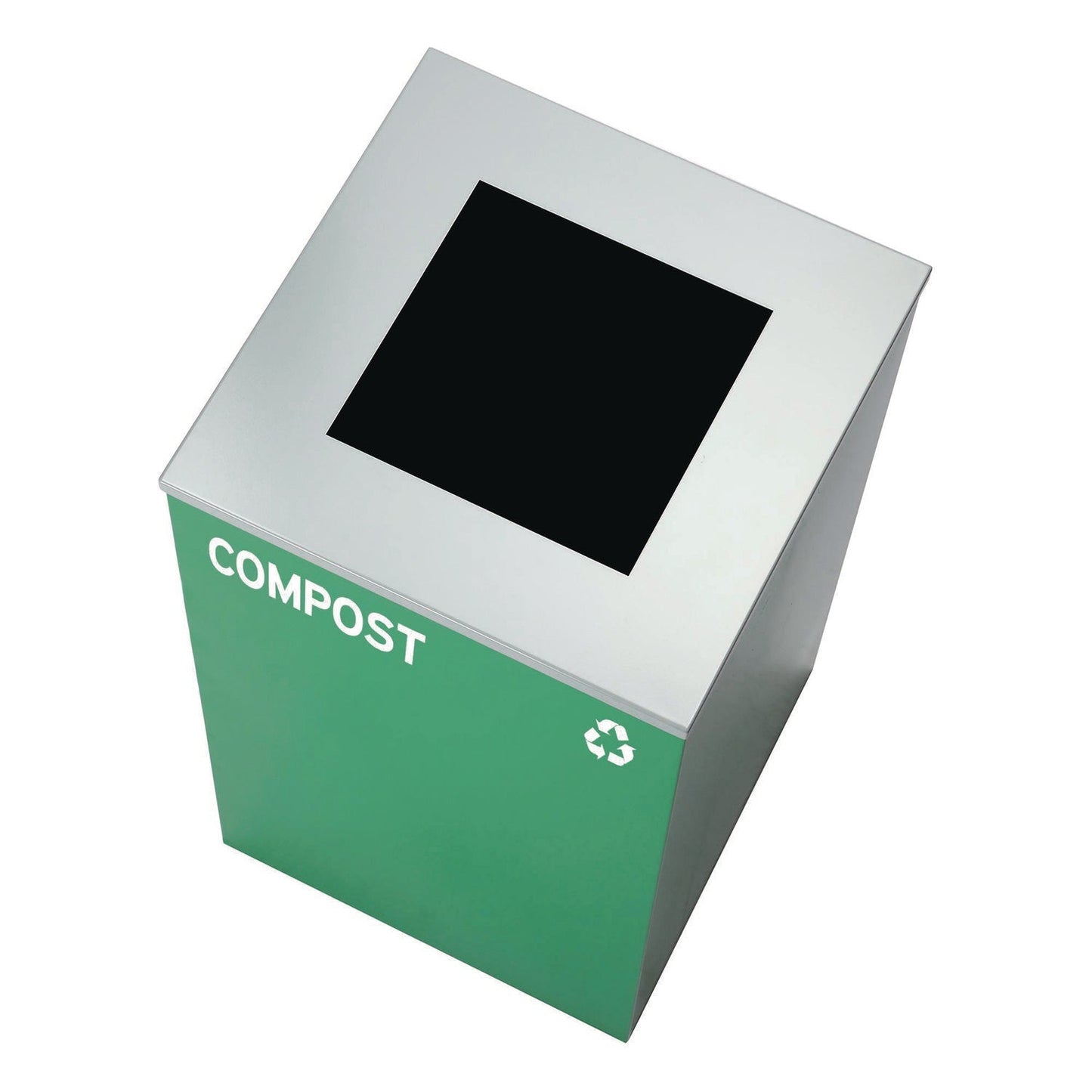 Alpine Industries 29 Gallon Trash/Recycling Cans, Steel, Green Compost Can with Square Lid, Black Trash Can with Square Lid