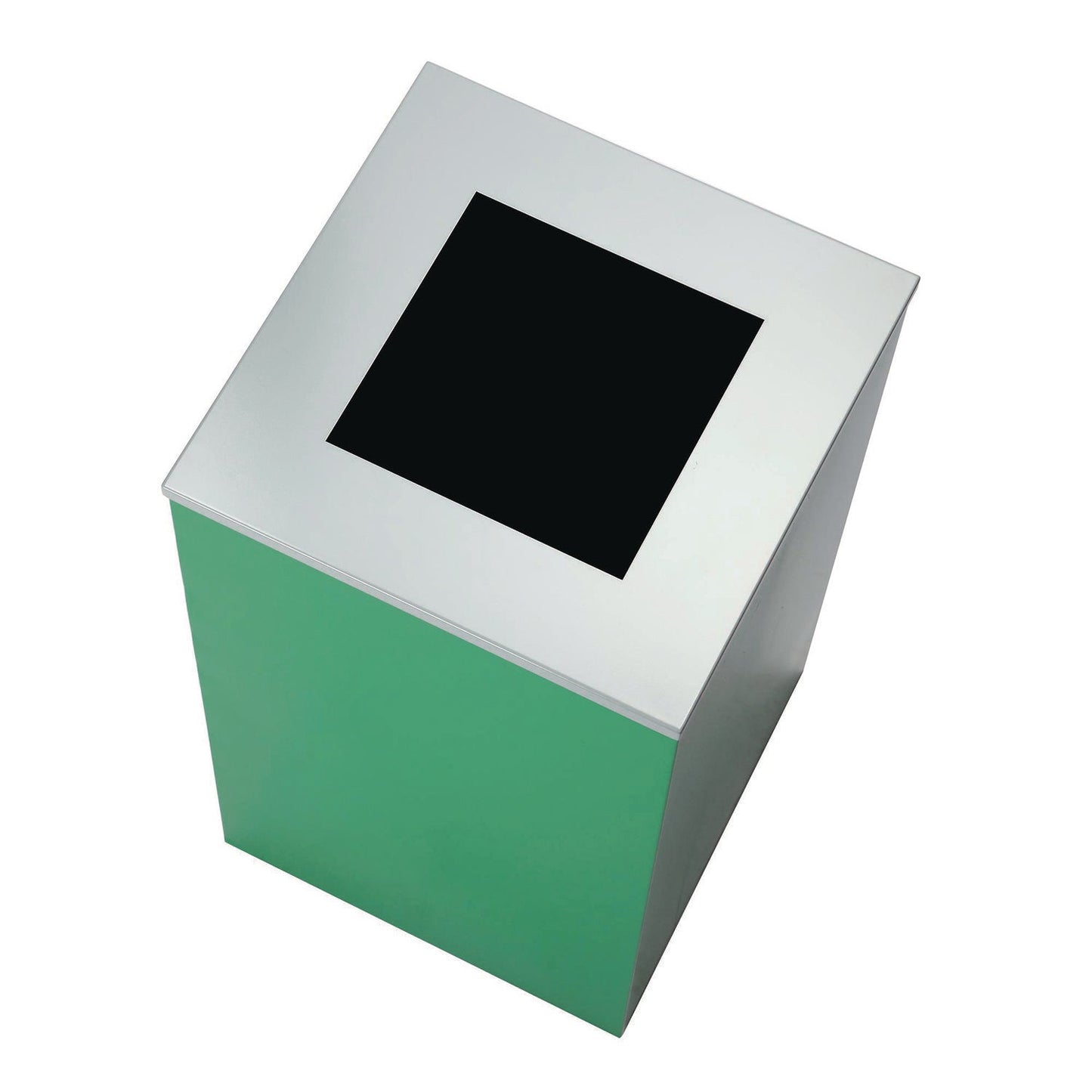 Alpine Industries 29 Gallon Trash/Recycling Cans, Steel, Green Mixed Recycling Can with Square Lid, Black Trash Can with Square Lid