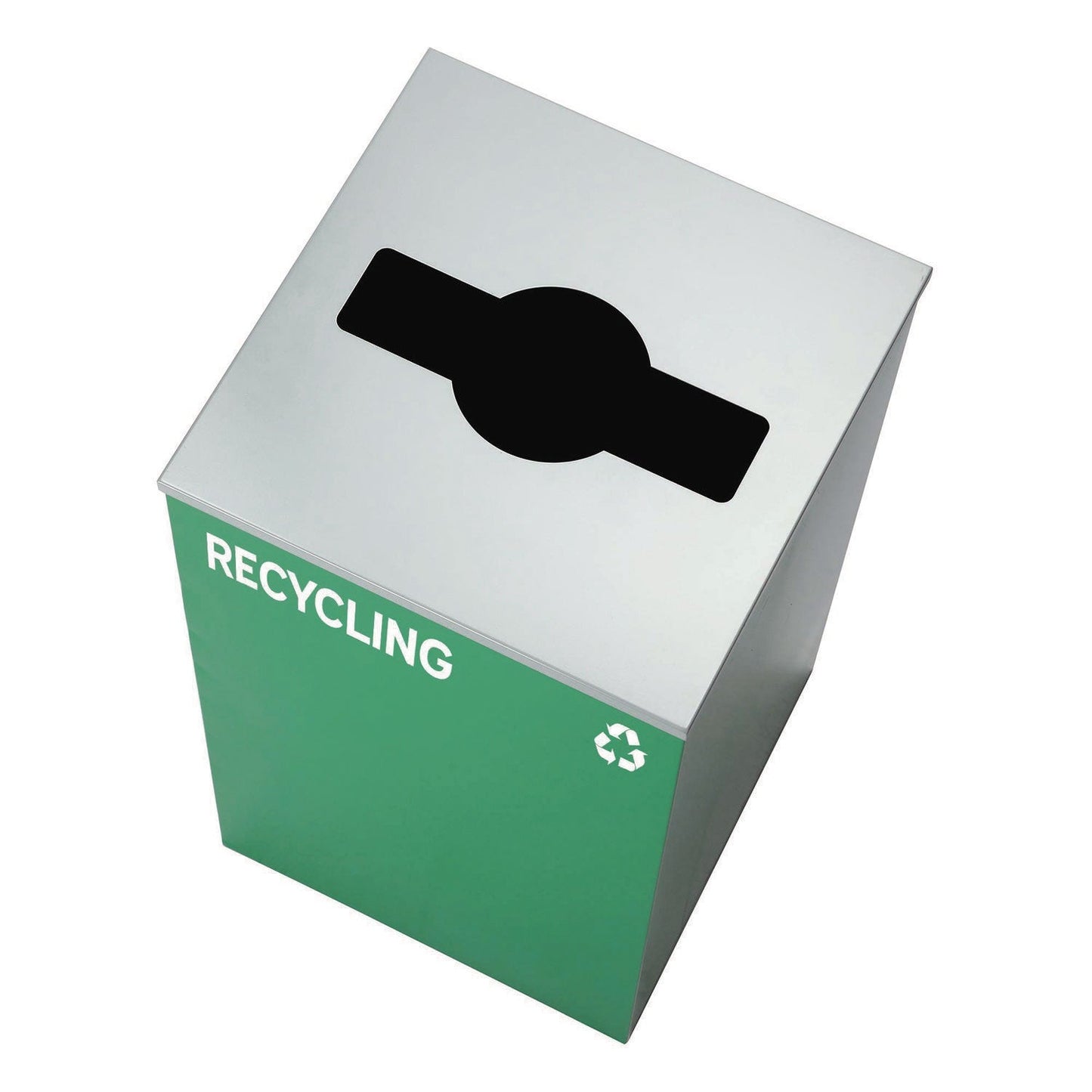 Alpine Industries 29 Gallon Trash/Recycling Cans, Steel, Green Recycling Can with Mixed Lid, Black Trash Can with Square Lid