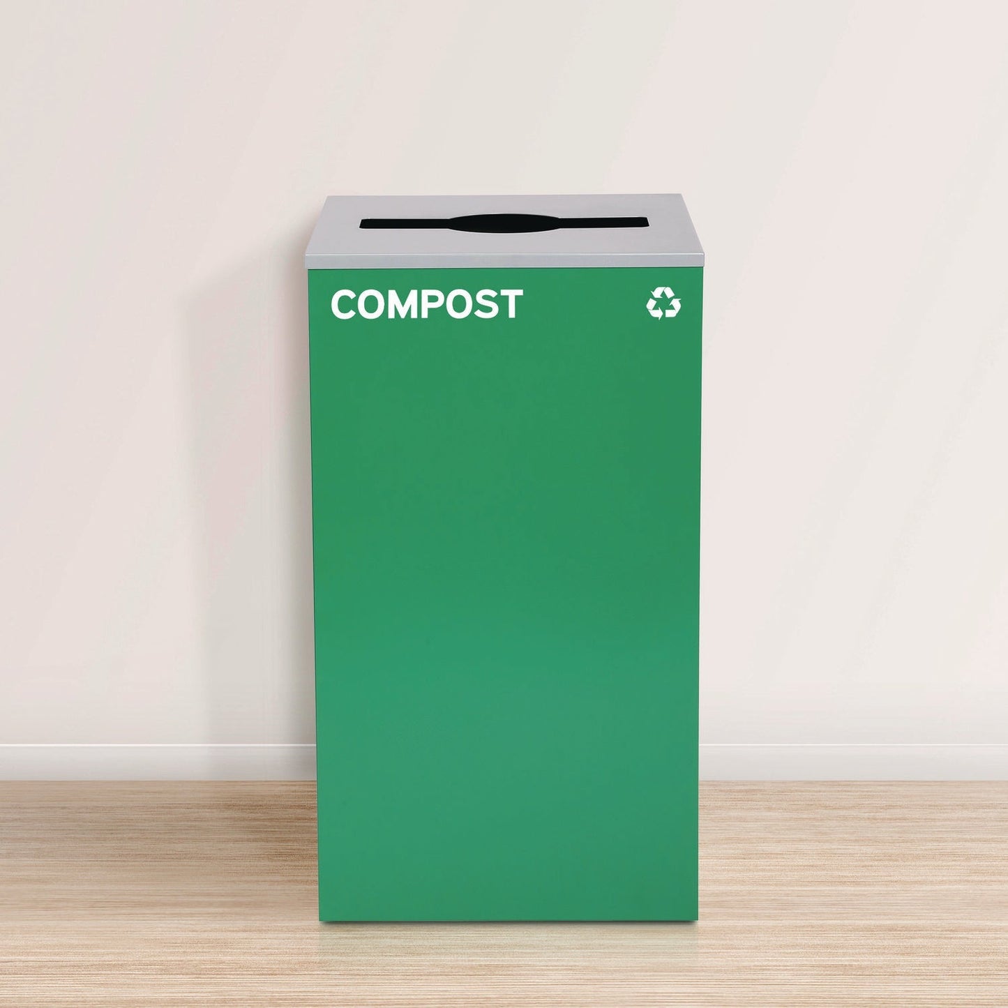 Alpine Industries 29 Gallon Trash/Recycling Cans, Steel, Green Compost Can with Mixed Lid, Black Trash Can with Square Lid