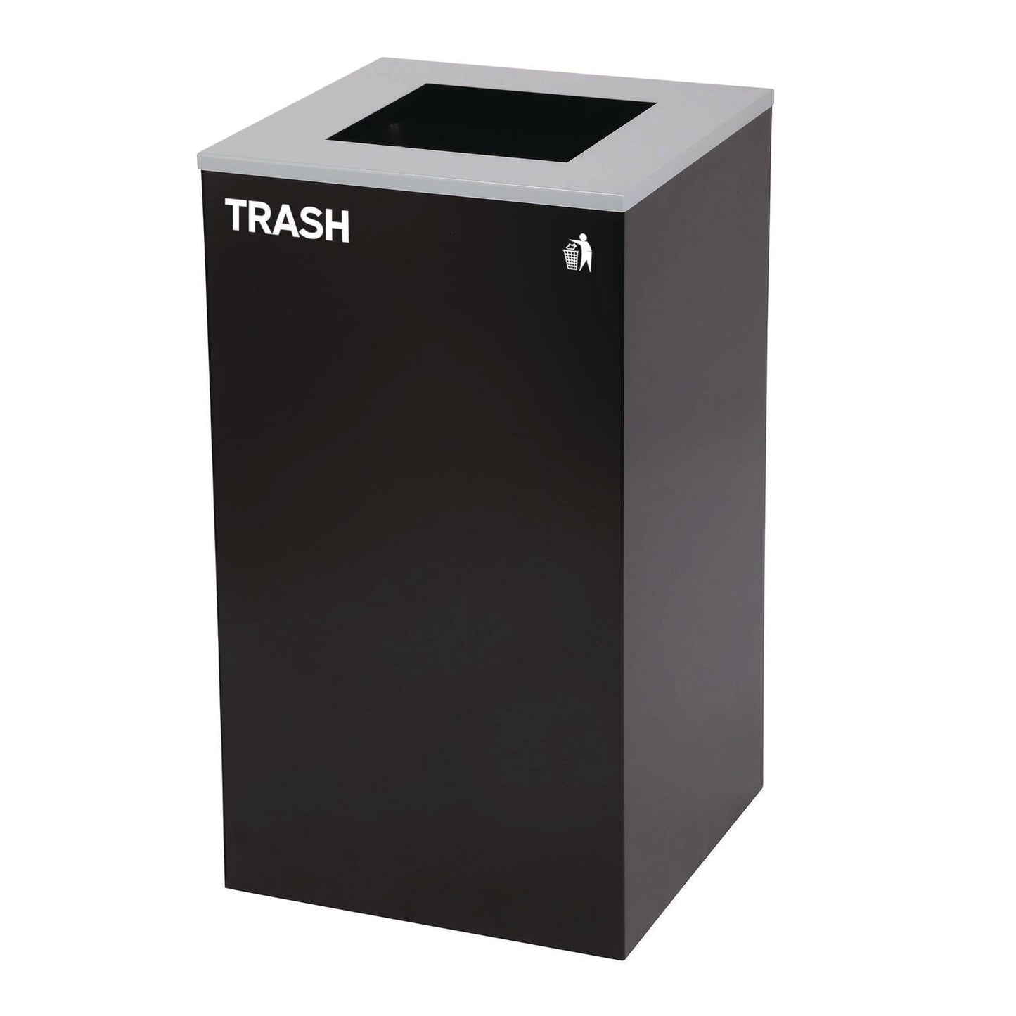 Alpine Industries 29 Gallon Trash/Recycling Cans, Steel, Green Compost Can with Mixed Lid, Black Trash Can with Square Lid