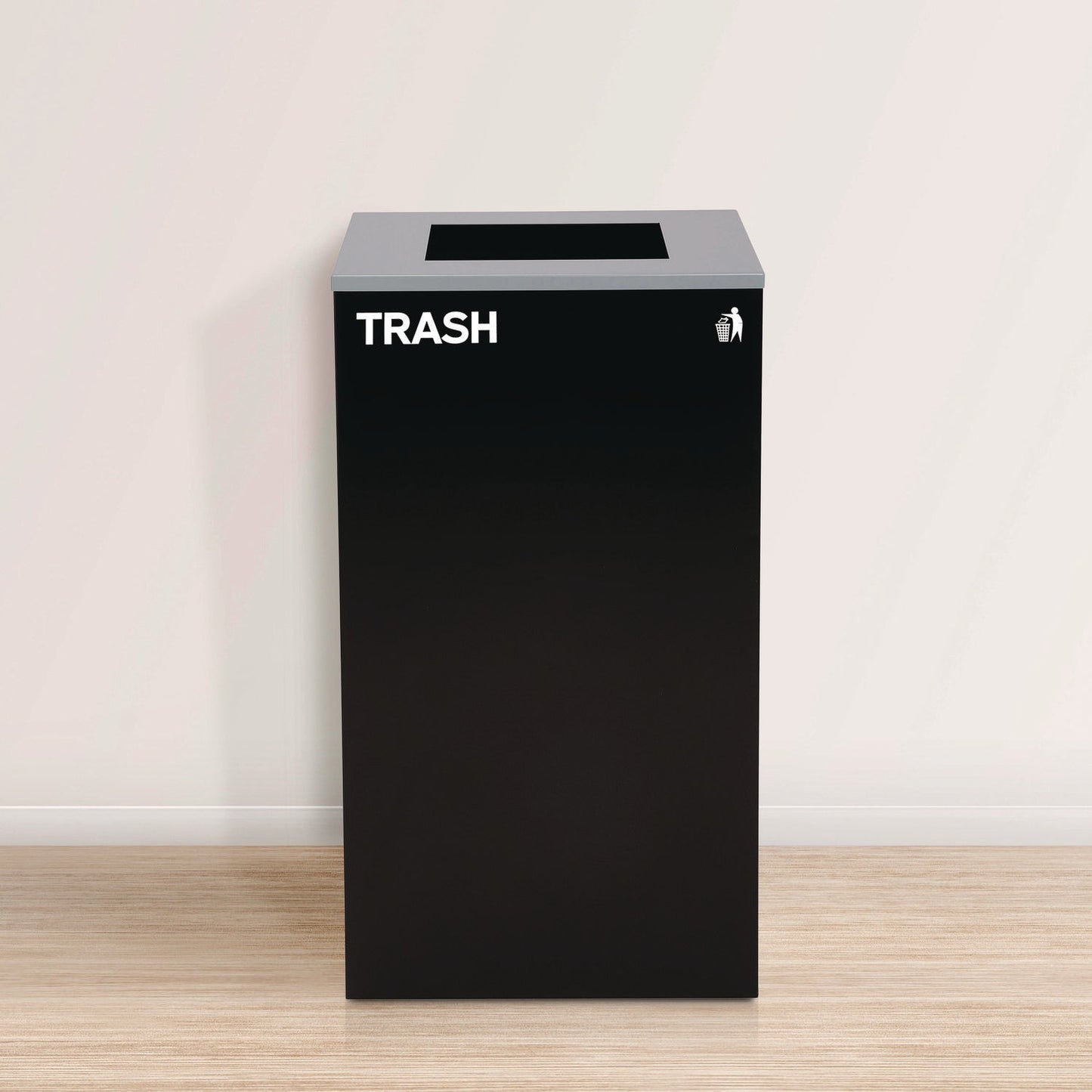 Alpine Industries 29 Gallon Trash/Recycling Cans, Steel, Green Compost Can with Mixed Lid, Black Trash Can with Square Lid