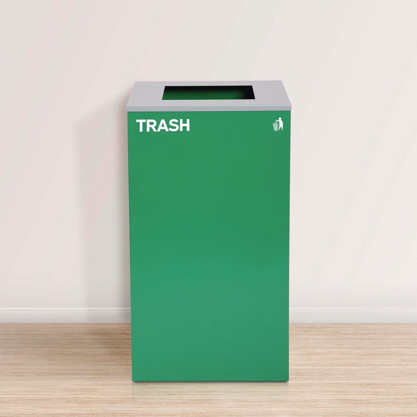 Alpine Industries 29 Gallon Trash/Recycling Cans, Steel, Green Trash Can with Square Lid