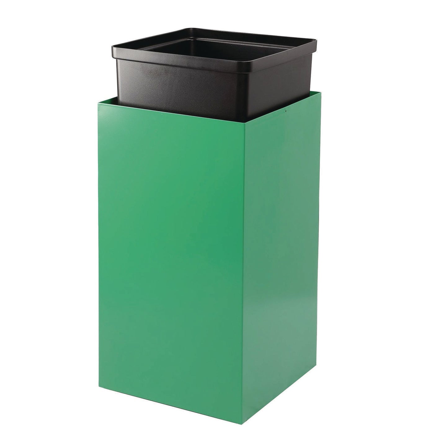Alpine Industries 29 Gallon Trash/Recycling Cans, Steel, Green Can with Square Lid