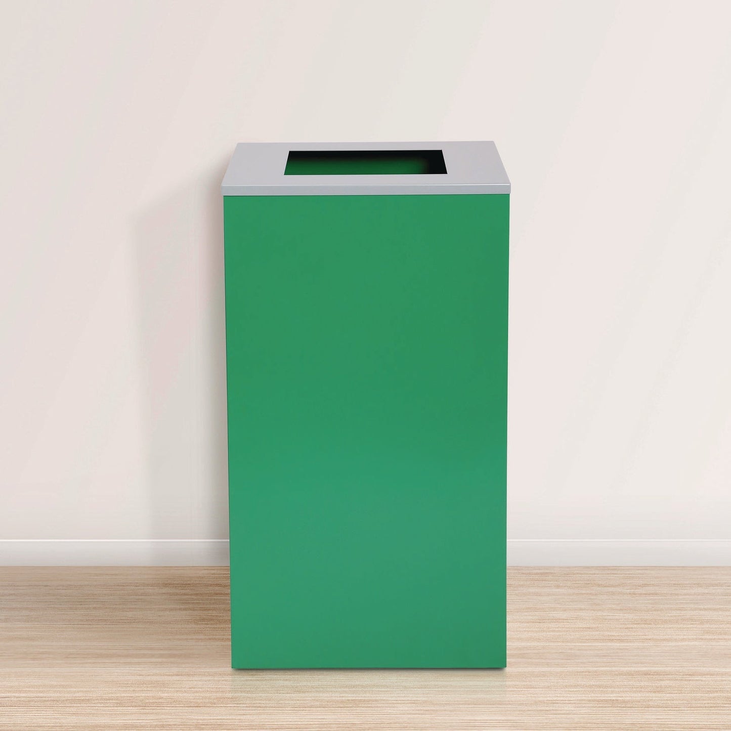Alpine Industries 29 Gallon Trash/Recycling Cans, Steel, Green Can with Square Lid