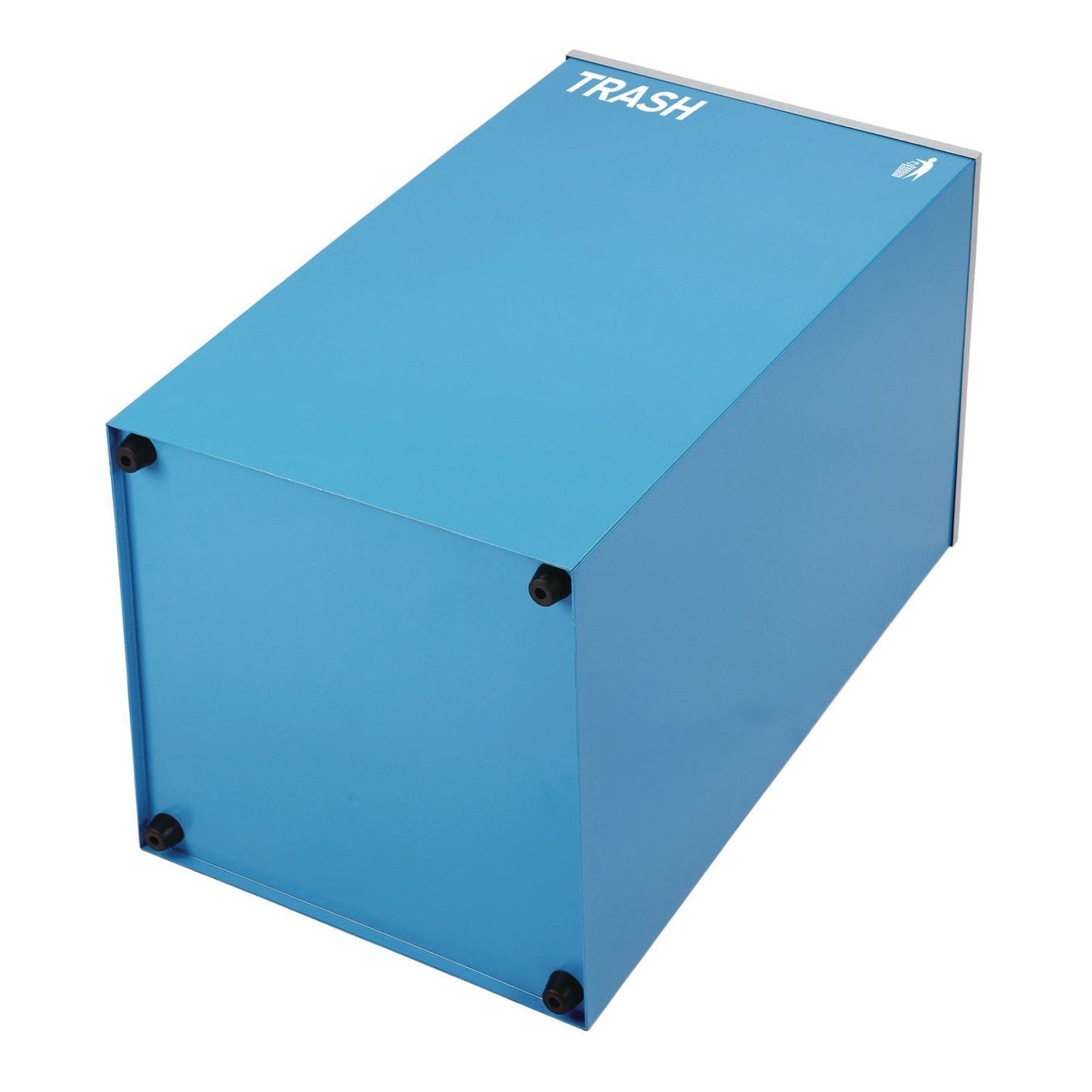Alpine Industries 29 Gallon Trash/Recycling Cans, Steel, Blue Trash Can with Square Lid
