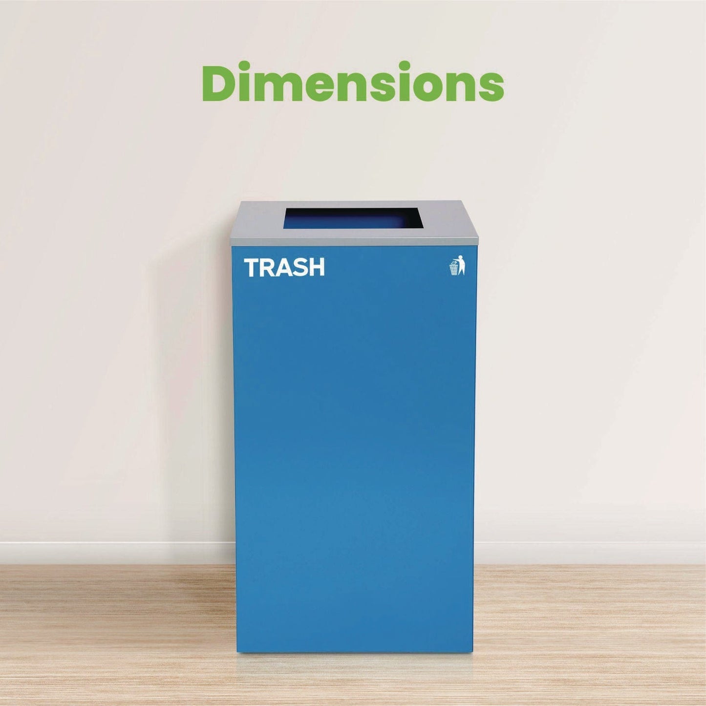 Alpine Industries 29 Gallon Trash/Recycling Cans, Steel, Blue Trash Can with Square Lid