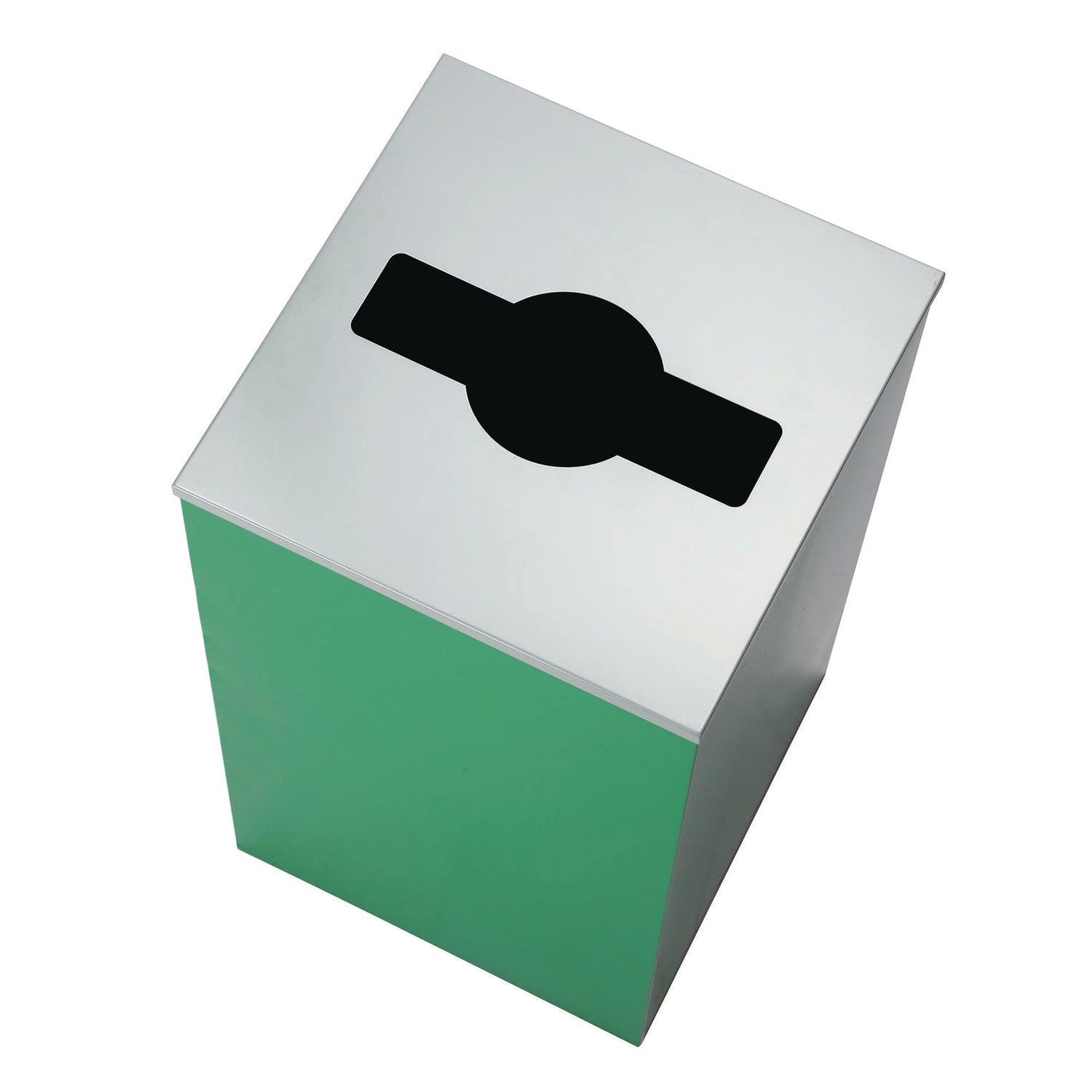 Alpine Industries 29 Gallon Trash/Recycling Cans, Steel, Green Can with Mixed Lid