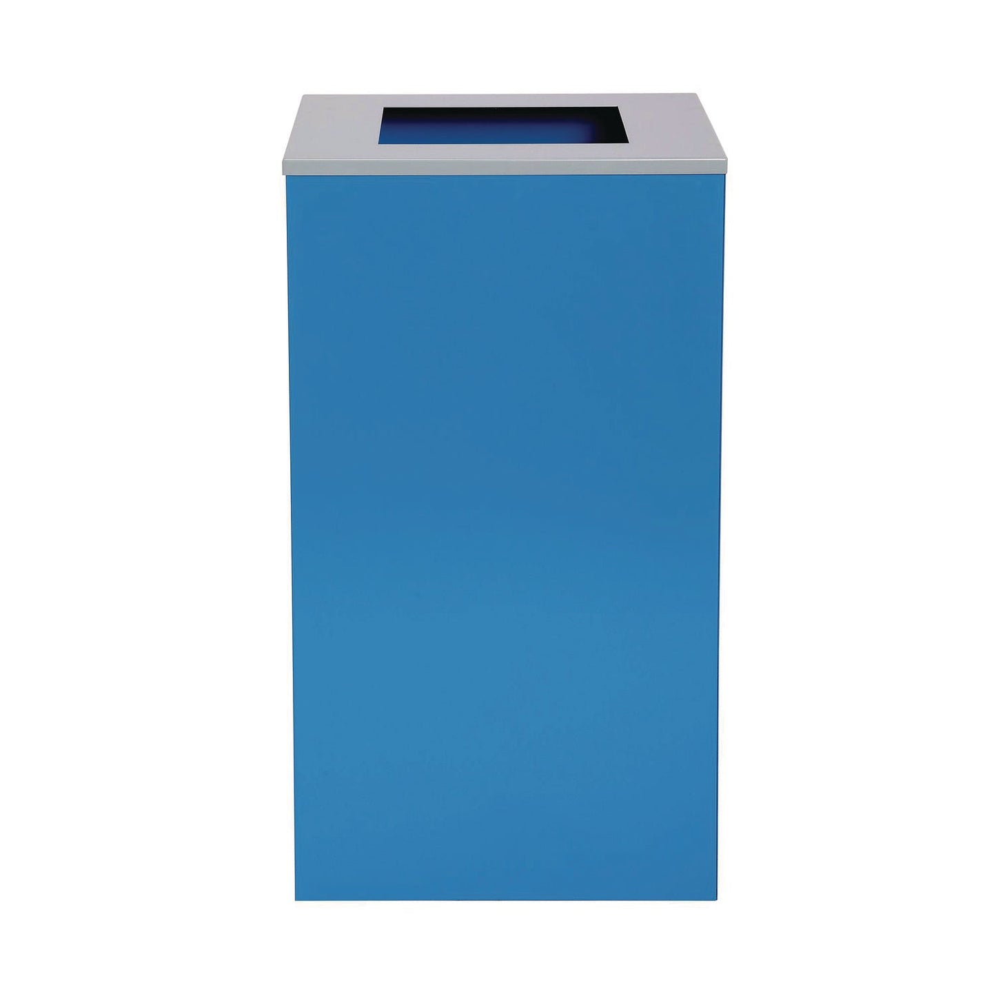Alpine Industries 29 Gallon Trash/Recycling Cans, Steel, Blue Can with Square Lid