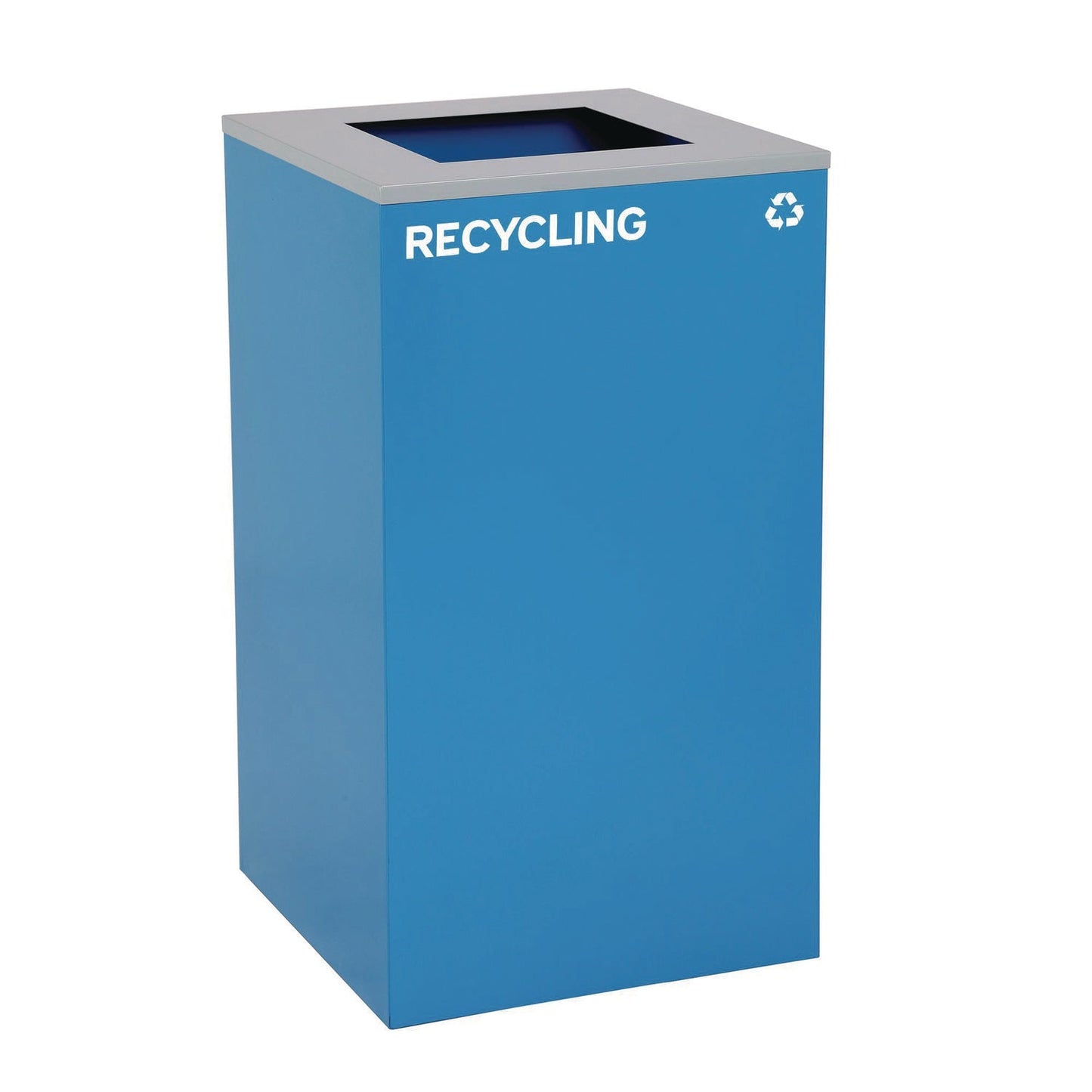 Alpine Industries 29 Gallon Trash/Recycling Cans, Steel, Blue Recycling and Black Trash Cans w/Square Lid, Green Mixed Recycling Can Mixed Lid