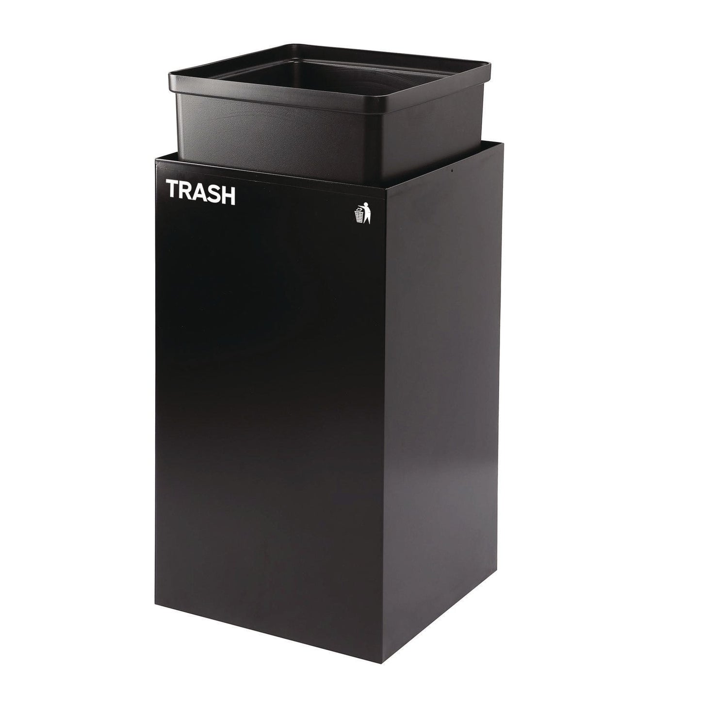 Alpine Industries 29 Gallon Trash/Recycling Cans, Steel, Blue Mixed Recycling and Black Trash Cans w/Square Lids, Green Compost Can w/Mixed Lid
