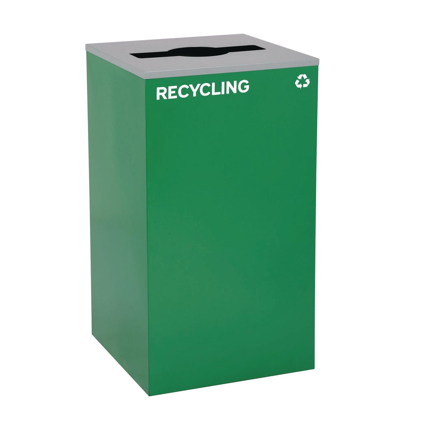 Alpine Industries 29 Gallon Trash/Recycling Cans, Steel, Blue Recycling Can w/Circle Lid, Green Recycling w/Mixed Lid, Black Trash w/Square Lid