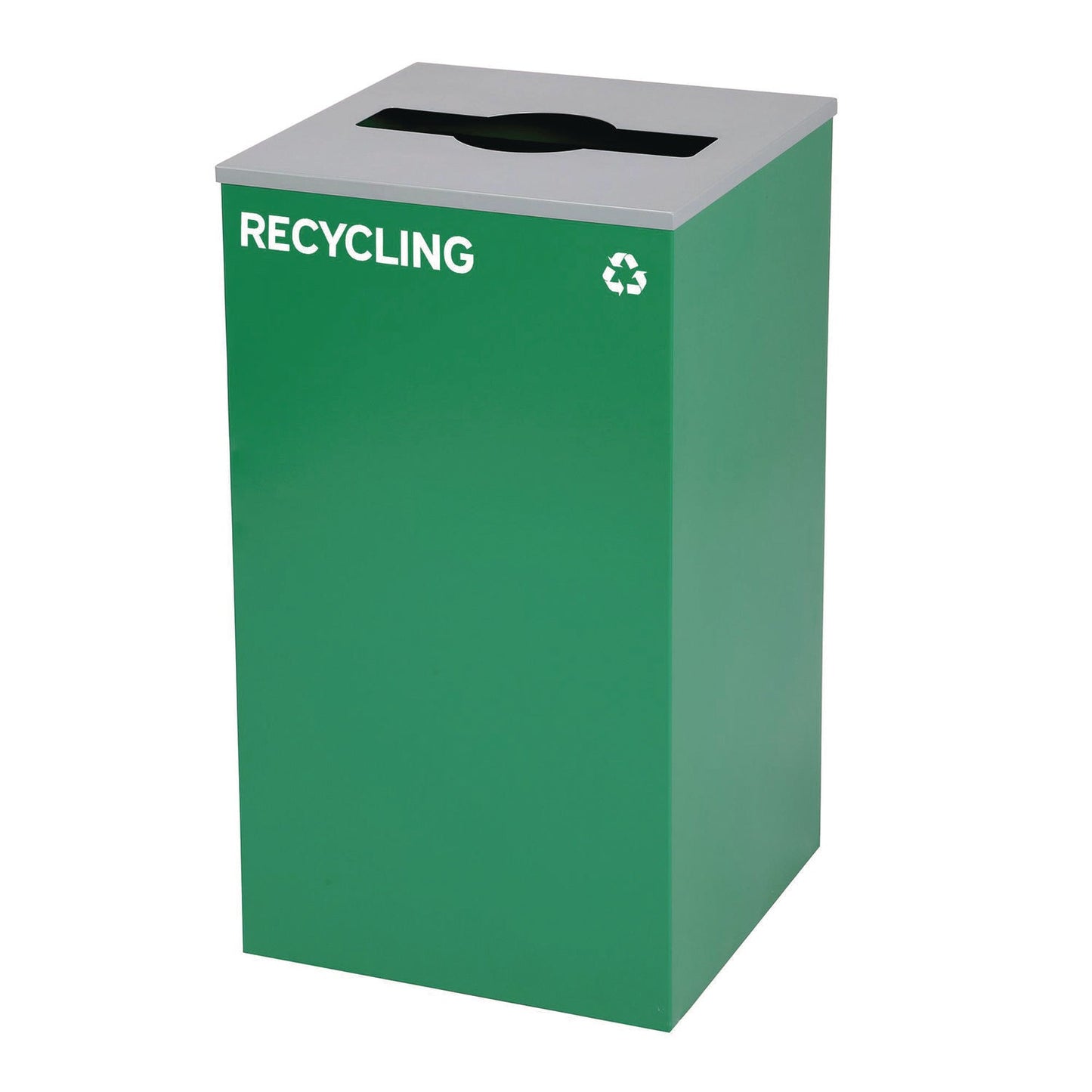 Alpine Industries 29 Gallon Trash/Recycling Cans, Steel, Blue Mixed Recycling w/Circle Lid, Green Recycling w/Mixed Lid, Black Trash w/Sq Lid