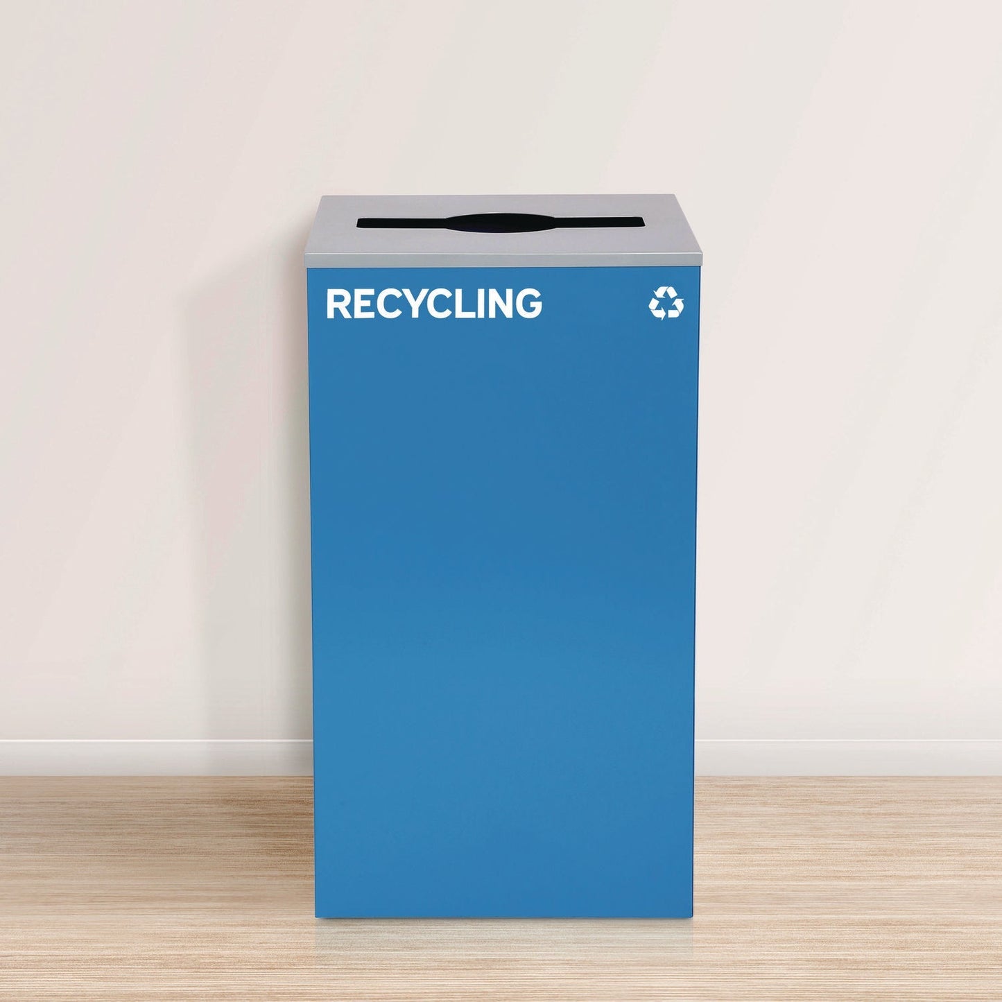 Alpine Industries 29 Gallon Trash/Recycling Cans, Steel, Blue Recycling and Green Mixed Recycling Can w/Mixed Lids, Black Trash Can w/Sq Lid