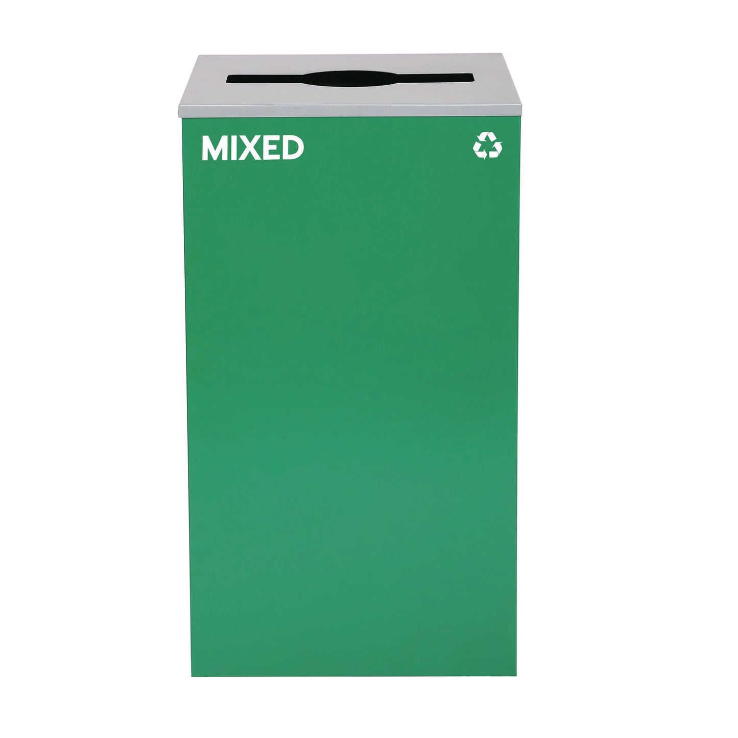 Alpine Industries 29 Gallon Trash/Recycling Cans, Steel, Blue Recycling and Green Mixed Recycling Can w/Mixed Lids, Black Trash Can w/Sq Lid