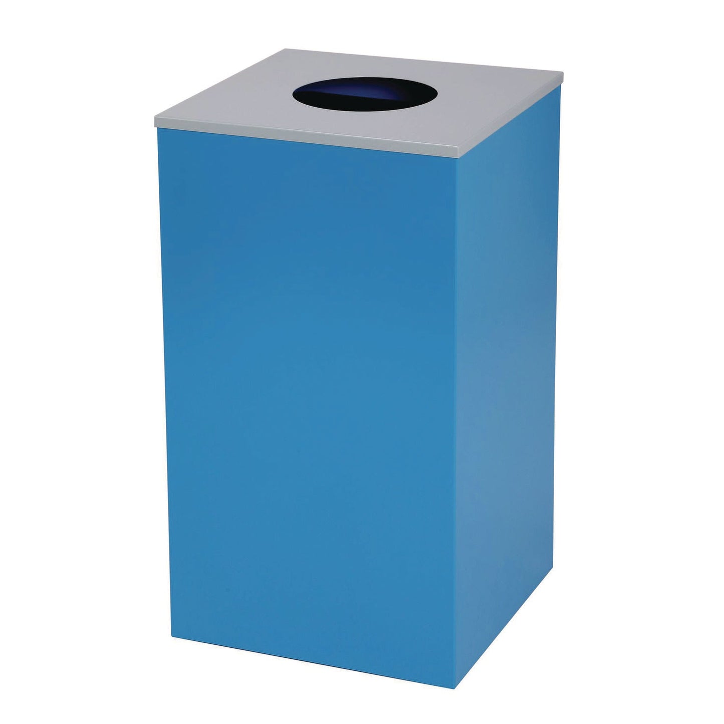 Alpine Industries 29 Gallon Trash/Recycling Cans, Steel, Blue Mixed Recycling Can w/Circle Lid, Green Compost and Black Trash Cans w/Sq Lids