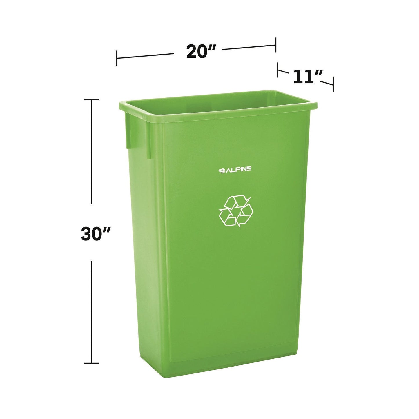 Alpine Industries Slim 23 Gallon Recycling Bin, Plastic, Lime Green