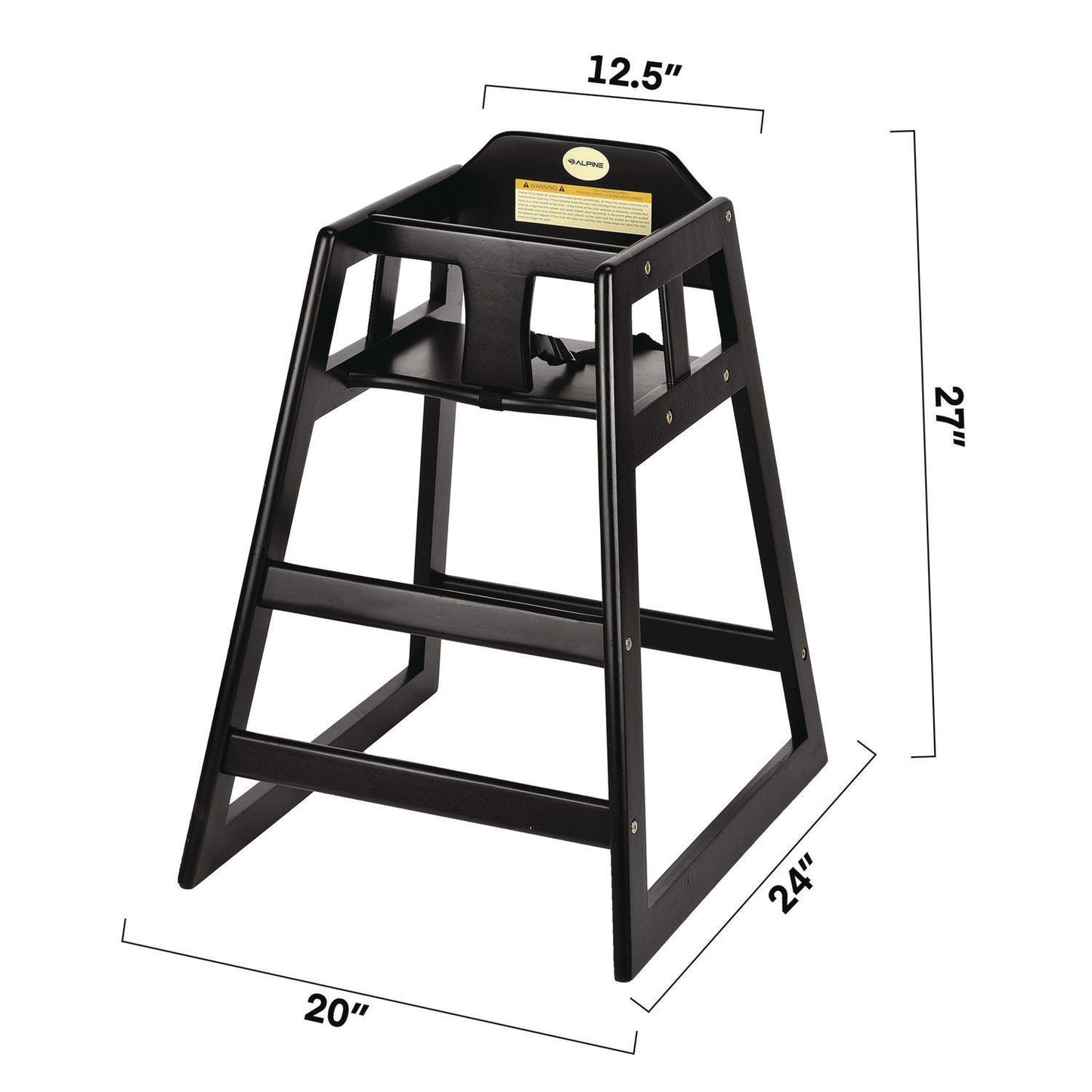 Alpine Industries Wooden Stackable High Chair, Supports Up to 50 lb, 29.02" h, Espresso