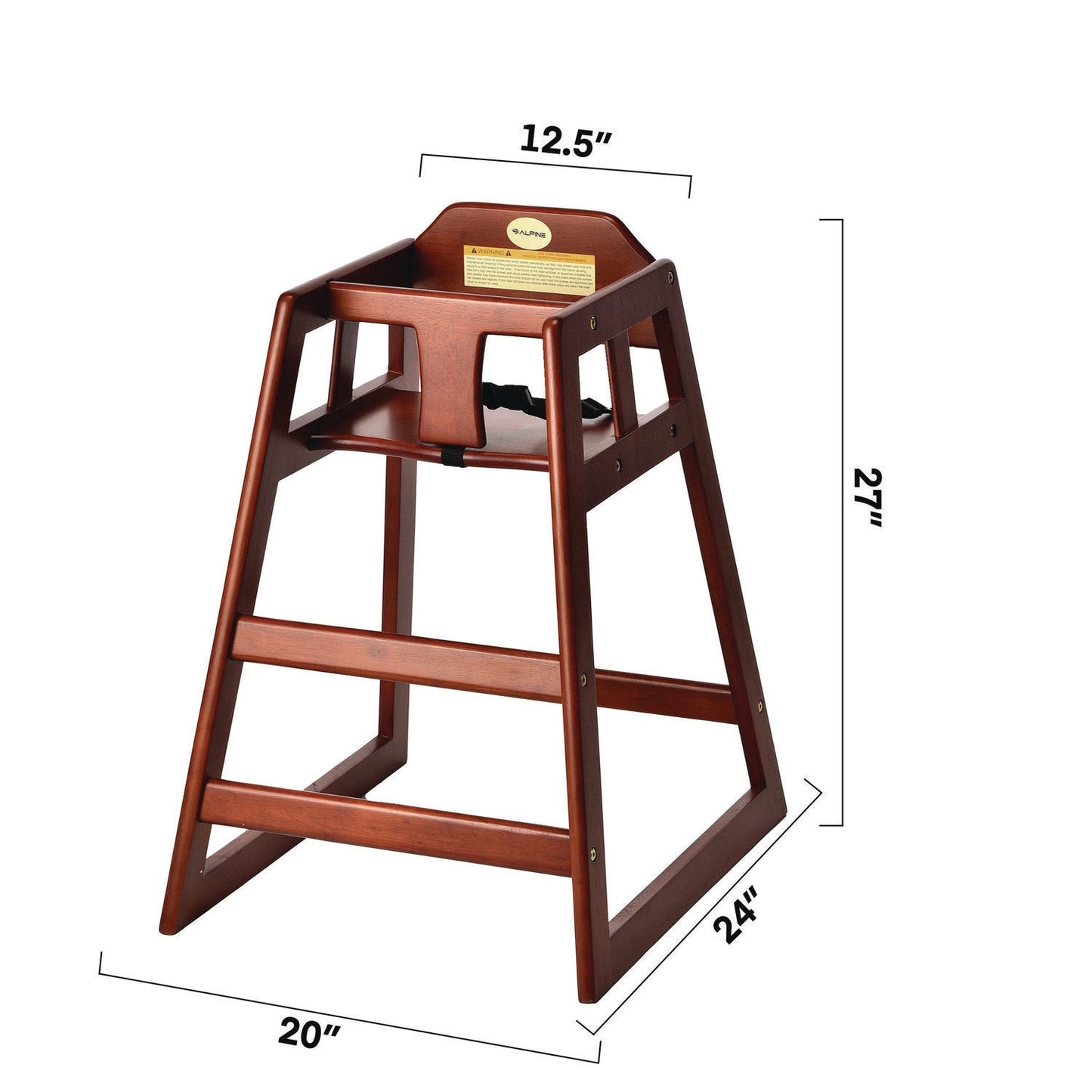 Alpine Industries Wooden Stackable High Chair, Supports Up to 50 lb, 29.02" h, Mahogany