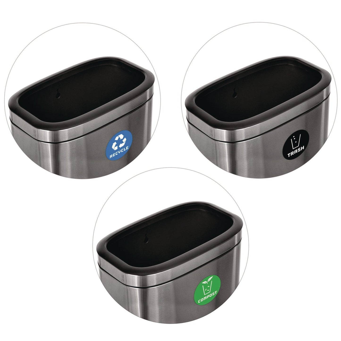 Alpine Industries 10.5 Gallon Recycle, Trash and Compost Combo Station, Brushed Stainless Steel