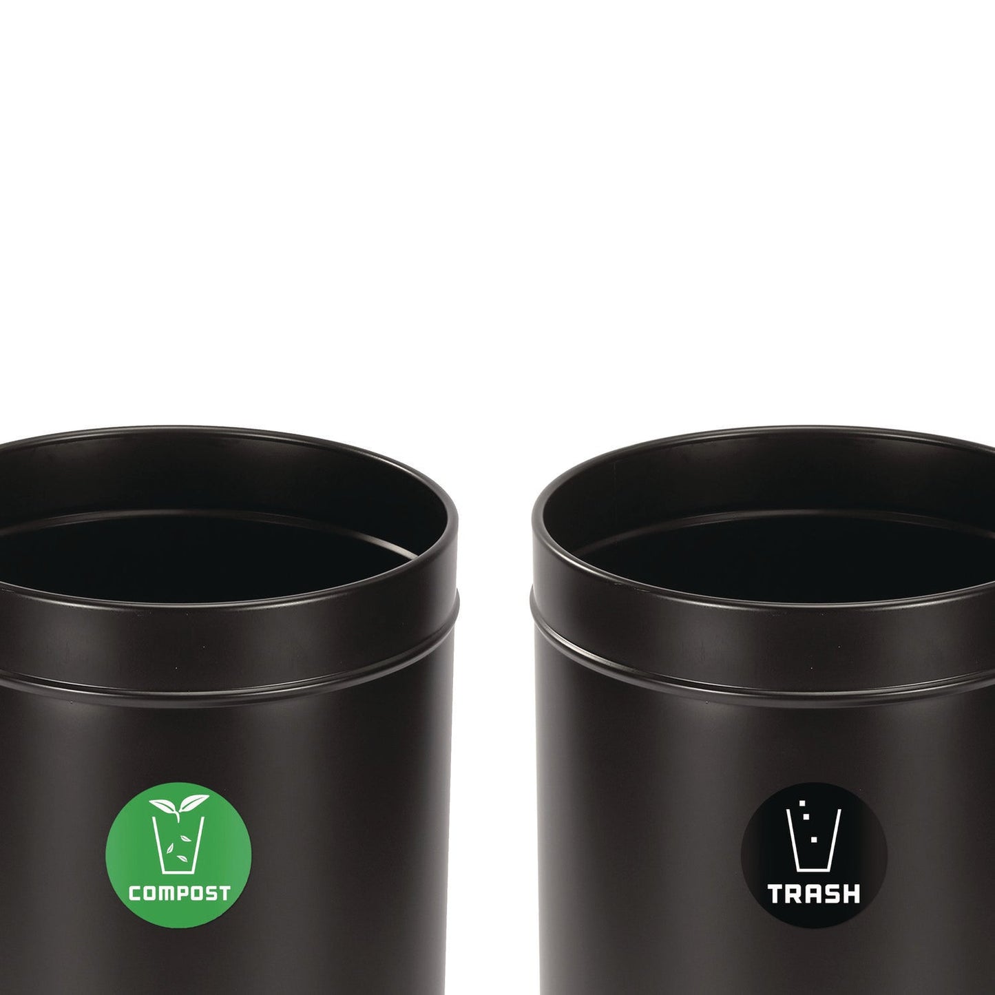 Alpine Industries 27 Gallon Black Stainless Steel Compost Bin and Trash Can