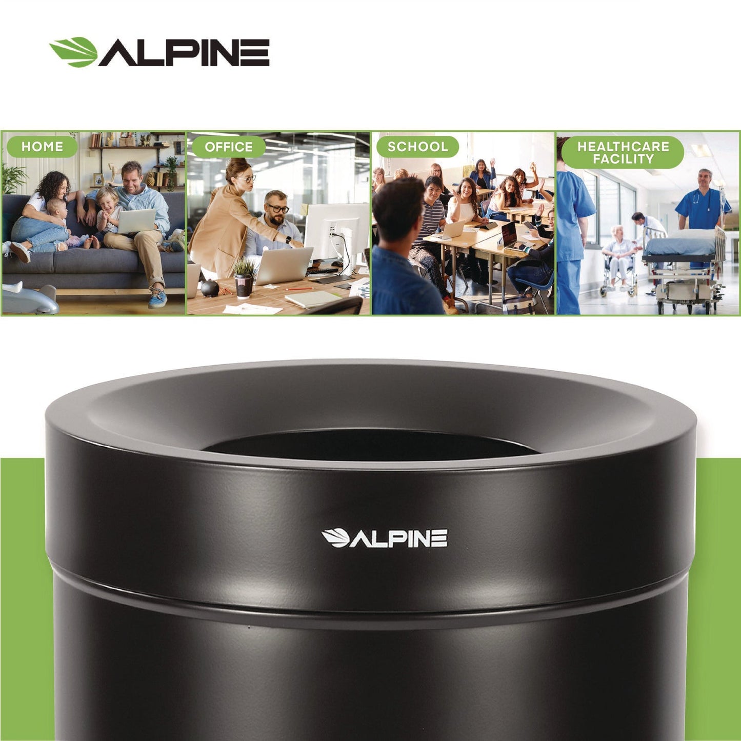 Alpine Industries 27 Gallon Black Stainless Steel Compost Bin and Trash Can