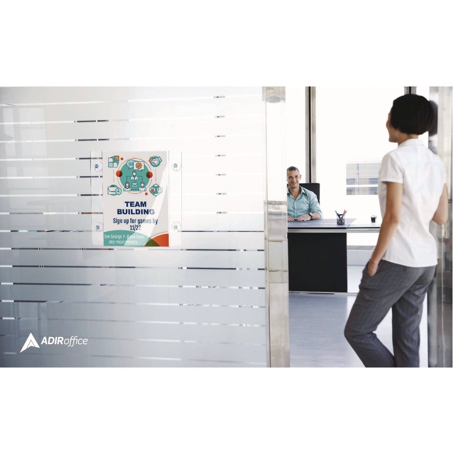 AdirOffice Suction-Mount Acrylic Window Sign Holders, 8.5 x 11, Clear, 12 Sign Holders