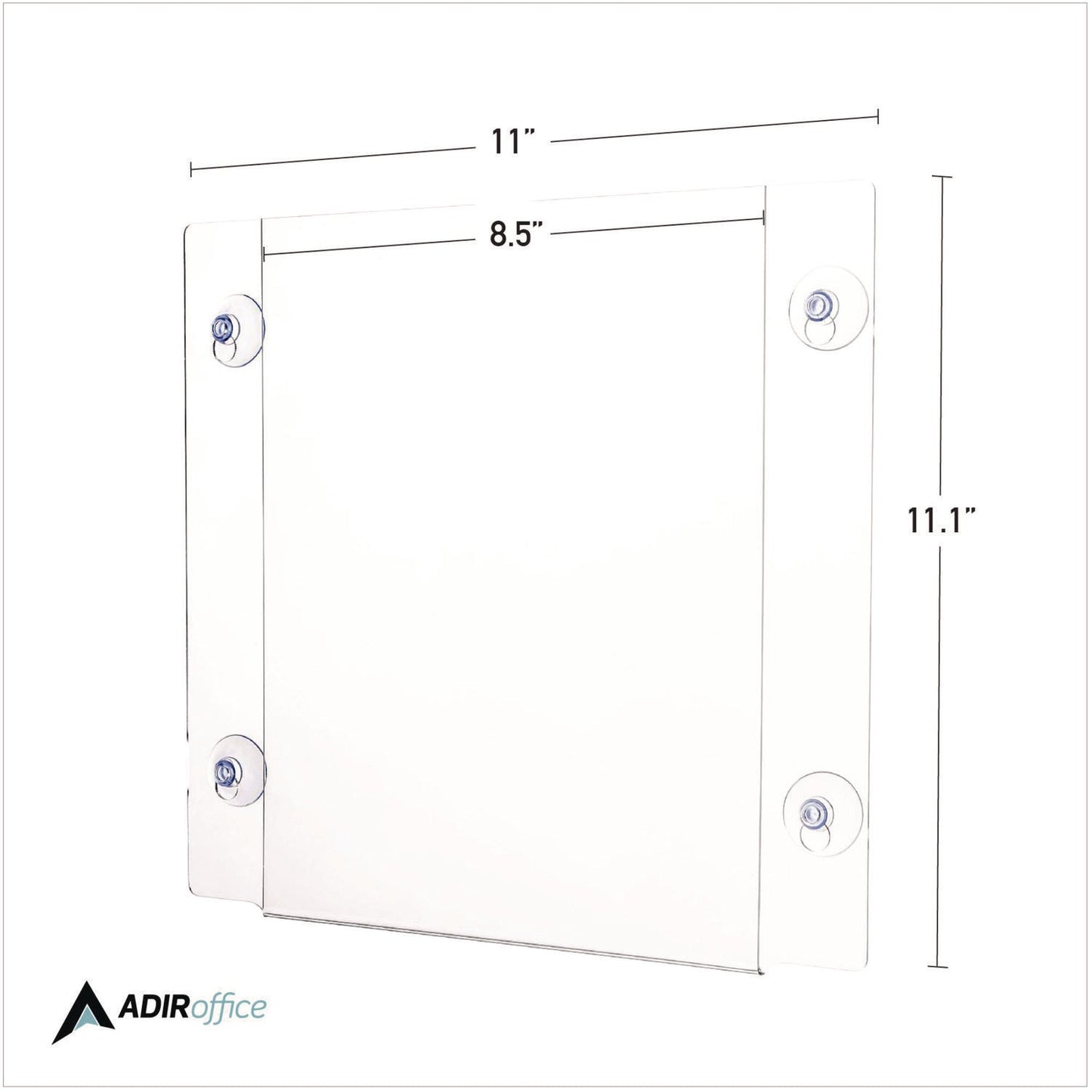 AdirOffice Suction-Mount Acrylic Window Sign Holders, 8.5 x 11, Clear, 12 Sign Holders
