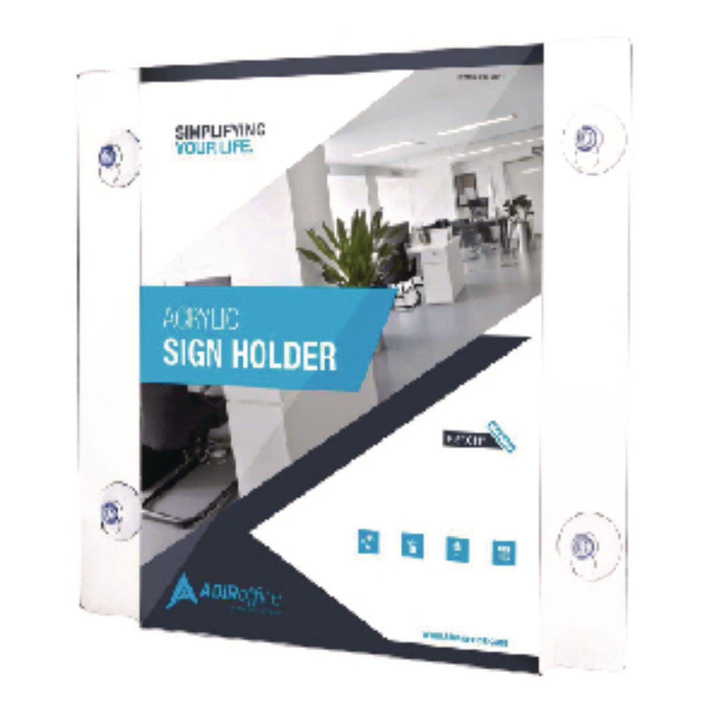 AdirOffice Suction-Mount Acrylic Window Sign Holders, 8.5 x 11, Clear, 12 Sign Holders