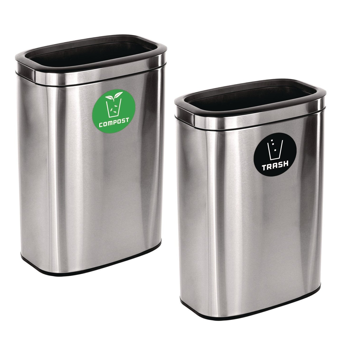 Alpine Industries 10.5 Gallon Compost and Trash Station, Brushed Stainless Steel