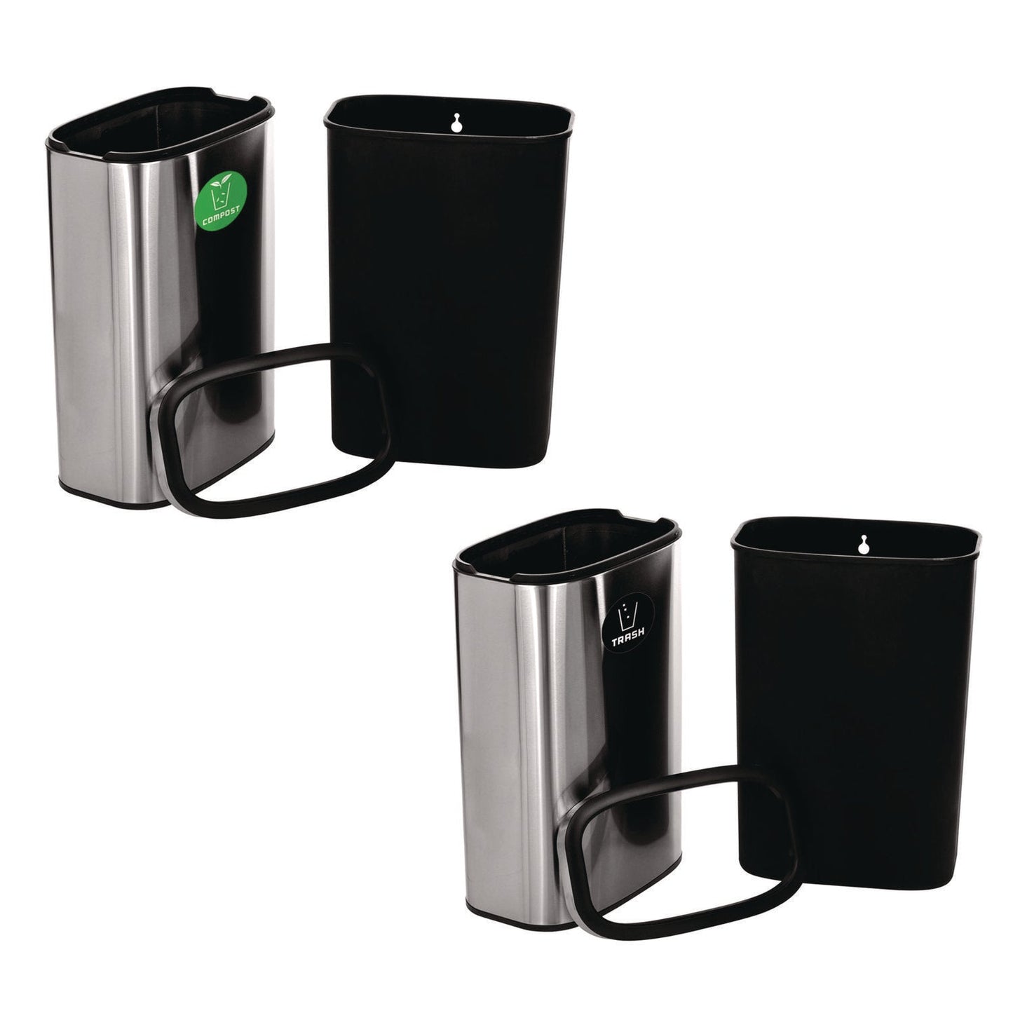 Alpine Industries 10.5 Gallon Compost and Trash Station, Brushed Stainless Steel