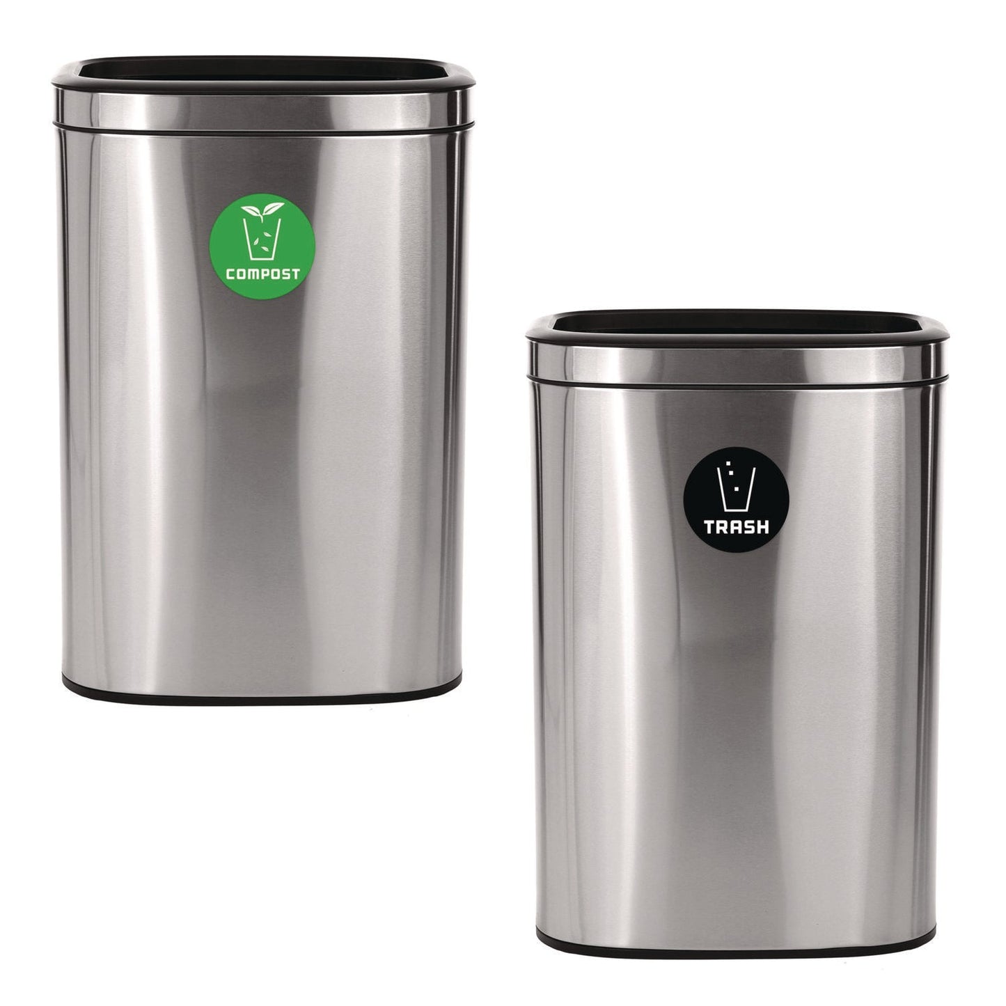 Alpine Industries 10.5 Gallon Compost and Trash Station, Brushed Stainless Steel