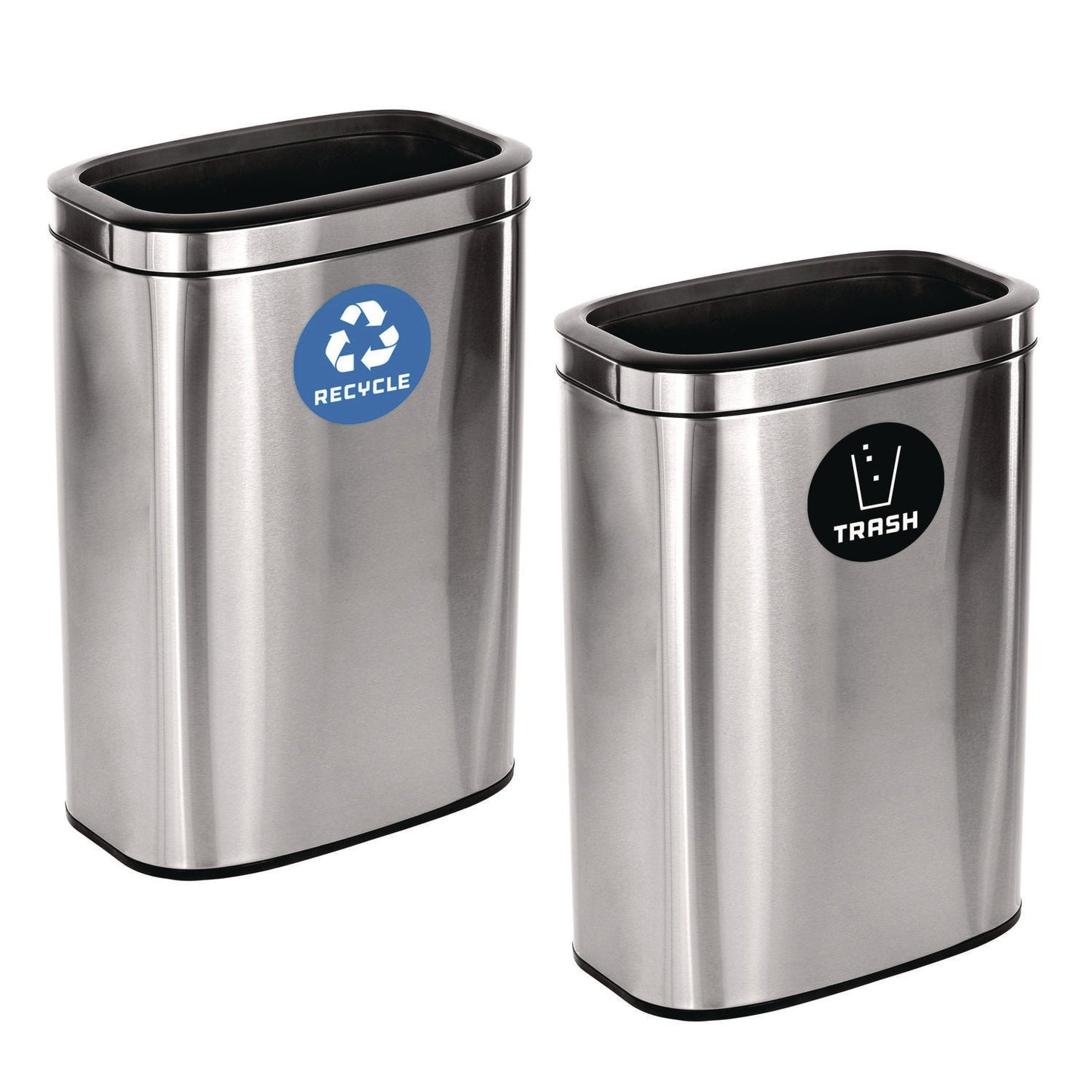 Alpine Industries 10.5 Gallon Recycle and Trash Station, Brushed Stainless Steel