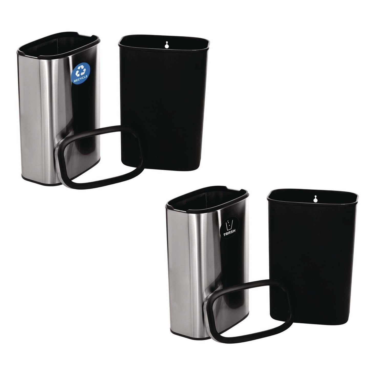 Alpine Industries 10.5 Gallon Recycle and Trash Station, Brushed Stainless Steel