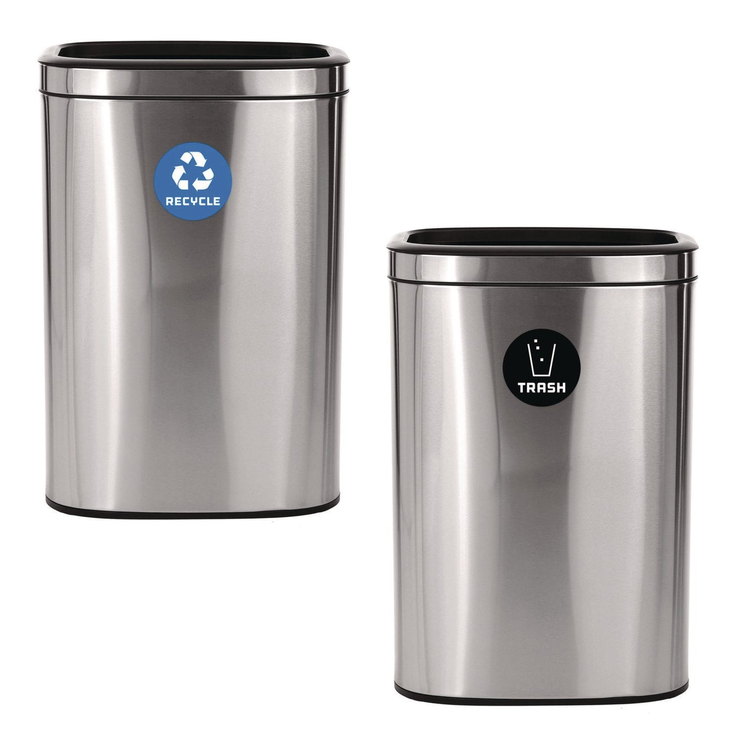Alpine Industries 10.5 Gallon Recycle and Trash Station, Brushed Stainless Steel